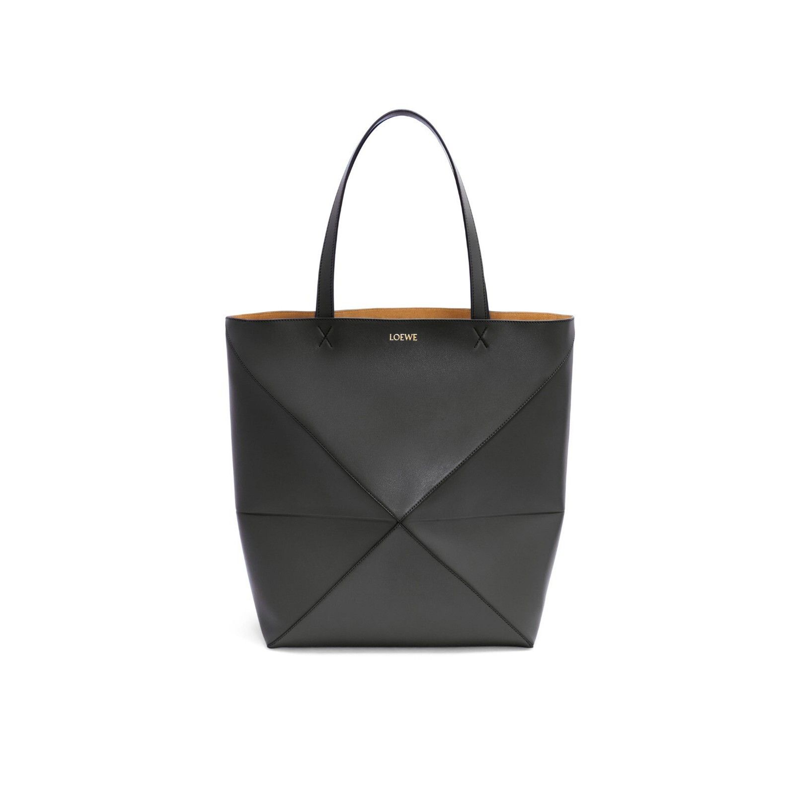 LOEWE Puzzle Fold XL $2750 Black Shiny Leather Tote Bag New