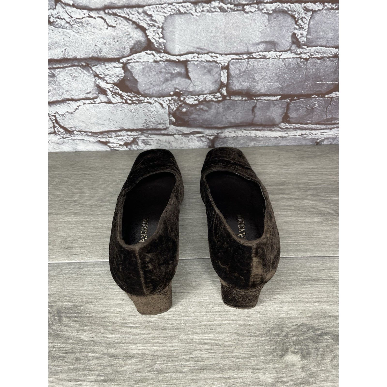 Enzo Bonafe ENZO ANGIOLINI Brown Textured Floral Velvet Block Heels Pump Size US 6 / IT 36 - 5 Thumbnail
