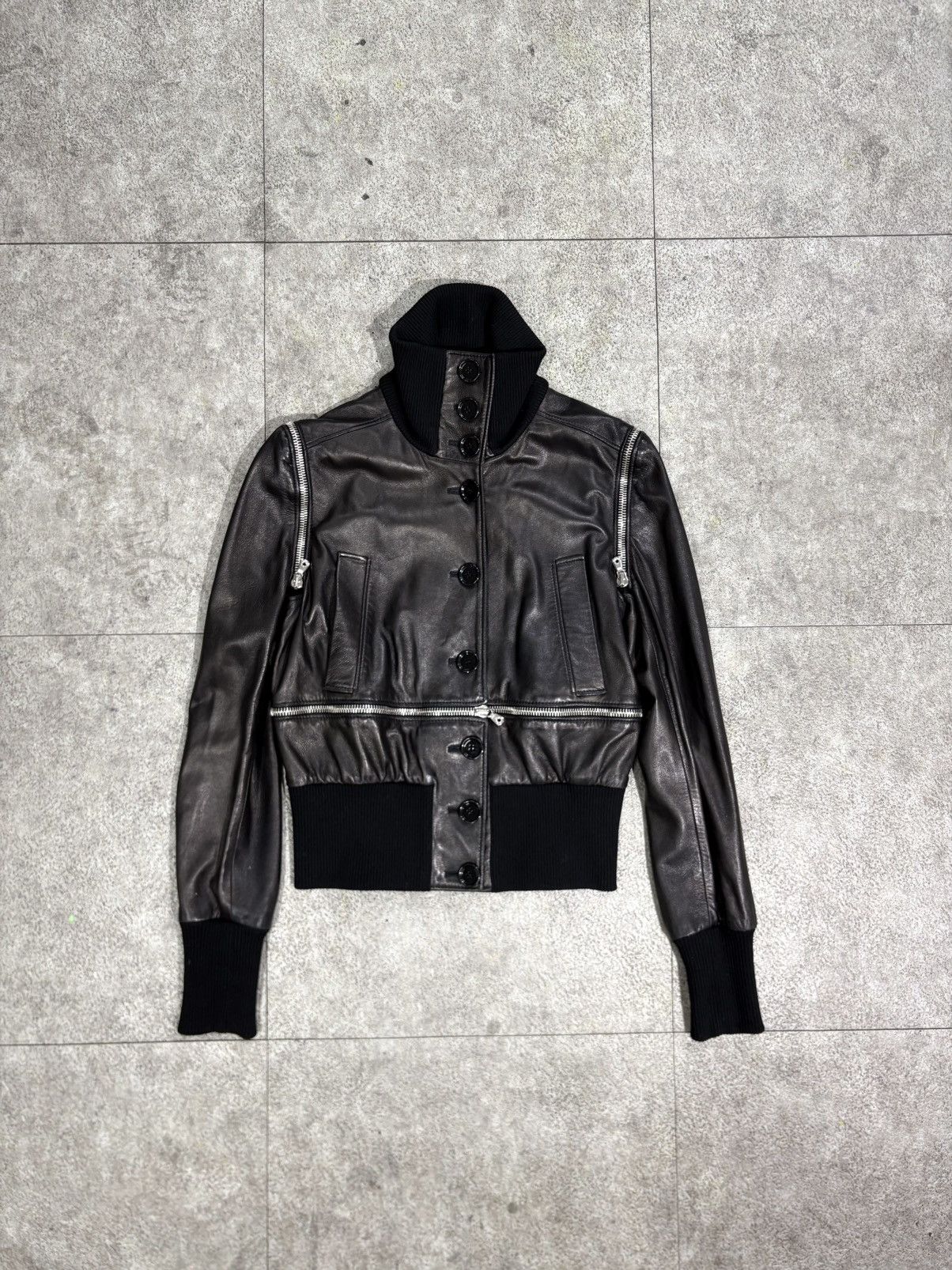 Dolce & Gabbana Dolce & gabbana Multi-Zip Convertible Leather Bomber Jacket Size S / US 4 / IT 40 - 6 Thumbnail
