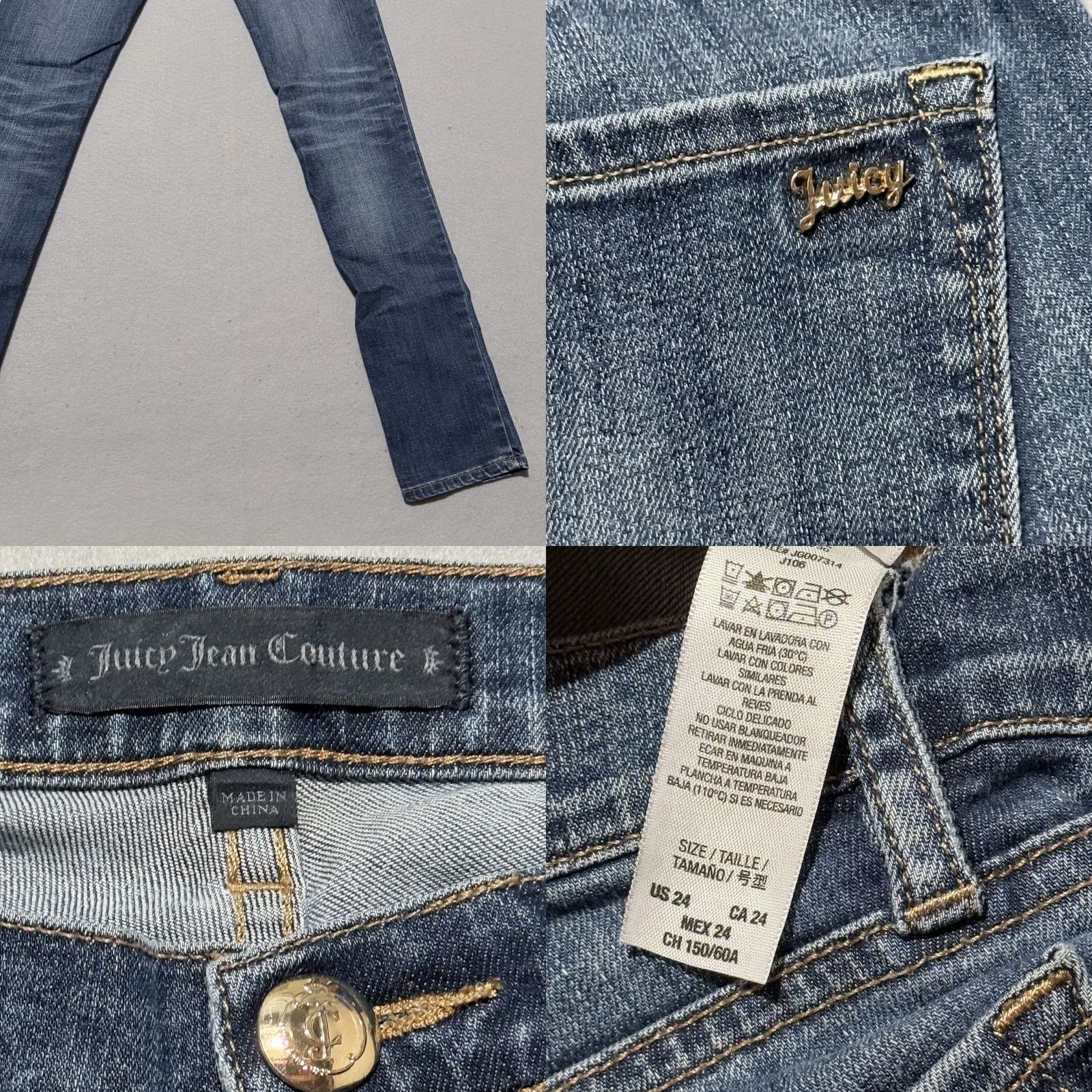 Juicy Couture VINTAGE Juicy Couture Jeans Womens 24 Blue Women Denim Pockets Low Rise Classic Skinny Y2K Size 42" / US 20 - 8 Thumbnail