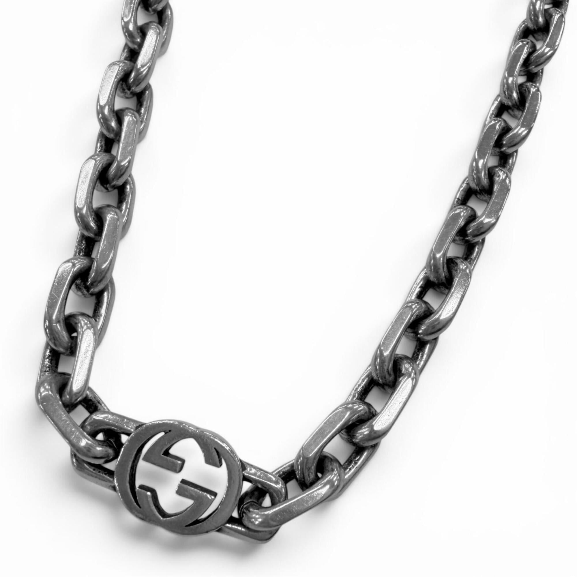Gucci GUCCI 616941 AG925 Interlocking G Chain Necklace, Silver, Made in Italy, Weight 57.3g, Men's, Comes with Box and Dust Bag. Size ONE SIZE - 1 Thumbnail
