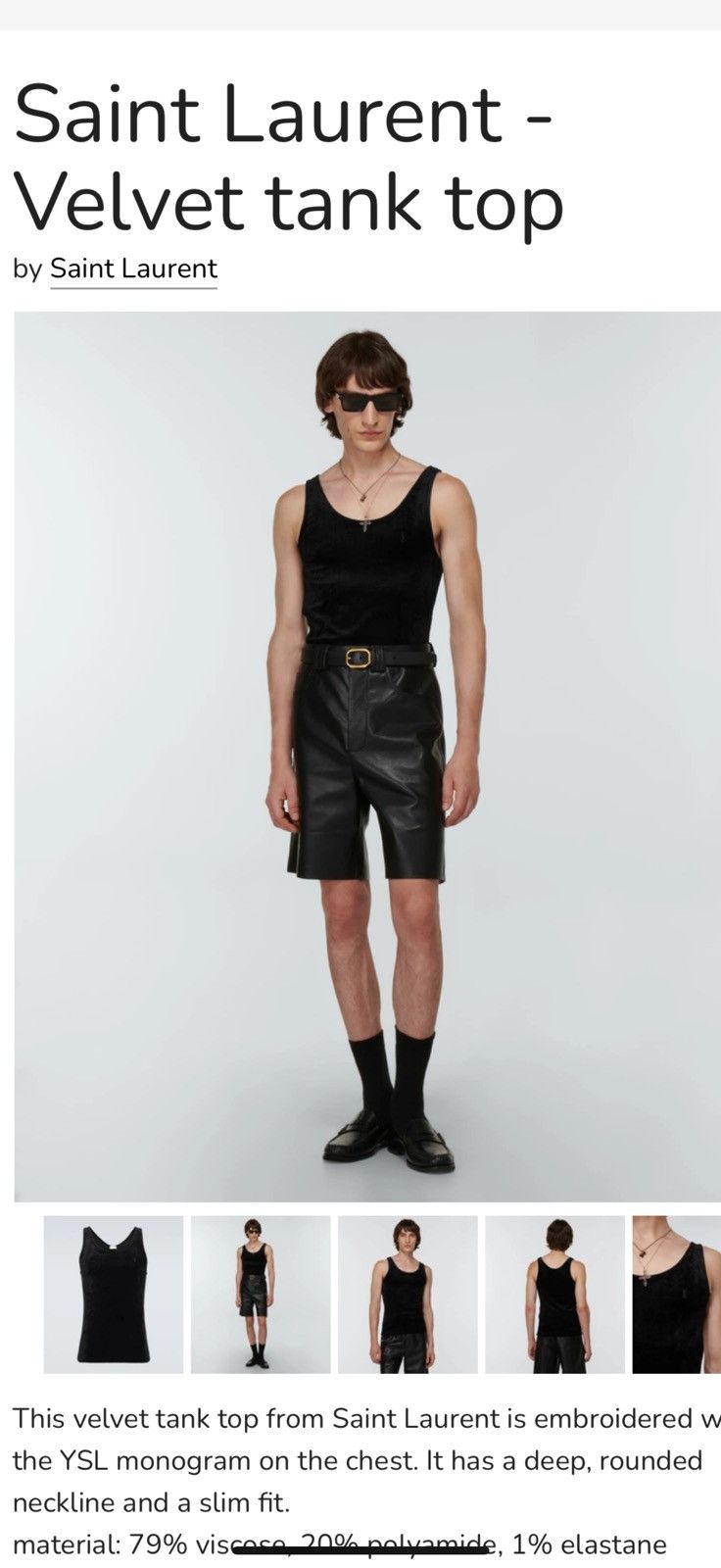 Saint Laurent Paris Saint Laurent men’s velvet tank. M. $490 Size US M / EU 48-50 / 2 - 1 Thumbnail