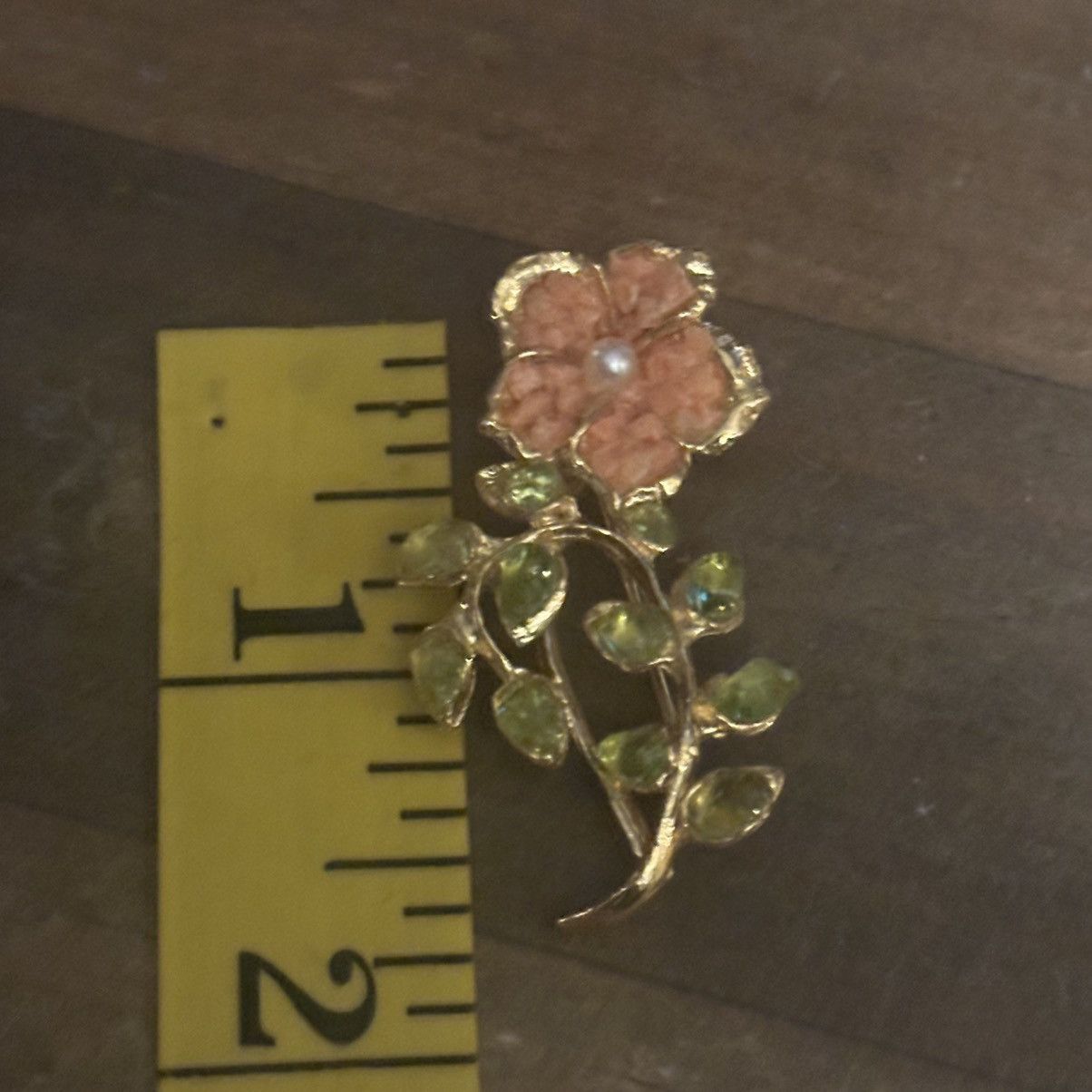 Vintage Vintage druzy coral and rhinestone flower brooch Size ONE SIZE - 3 Thumbnail