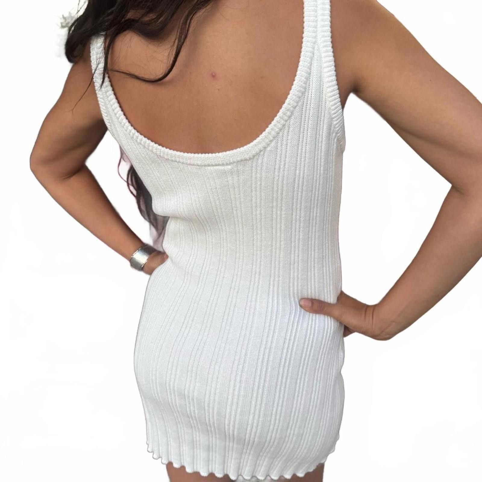 Designer Rue Stiic L Cream Cotton Scoop Neck Cable Knit Tank Dress Size L / US 10 / IT 46 - 3 Thumbnail
