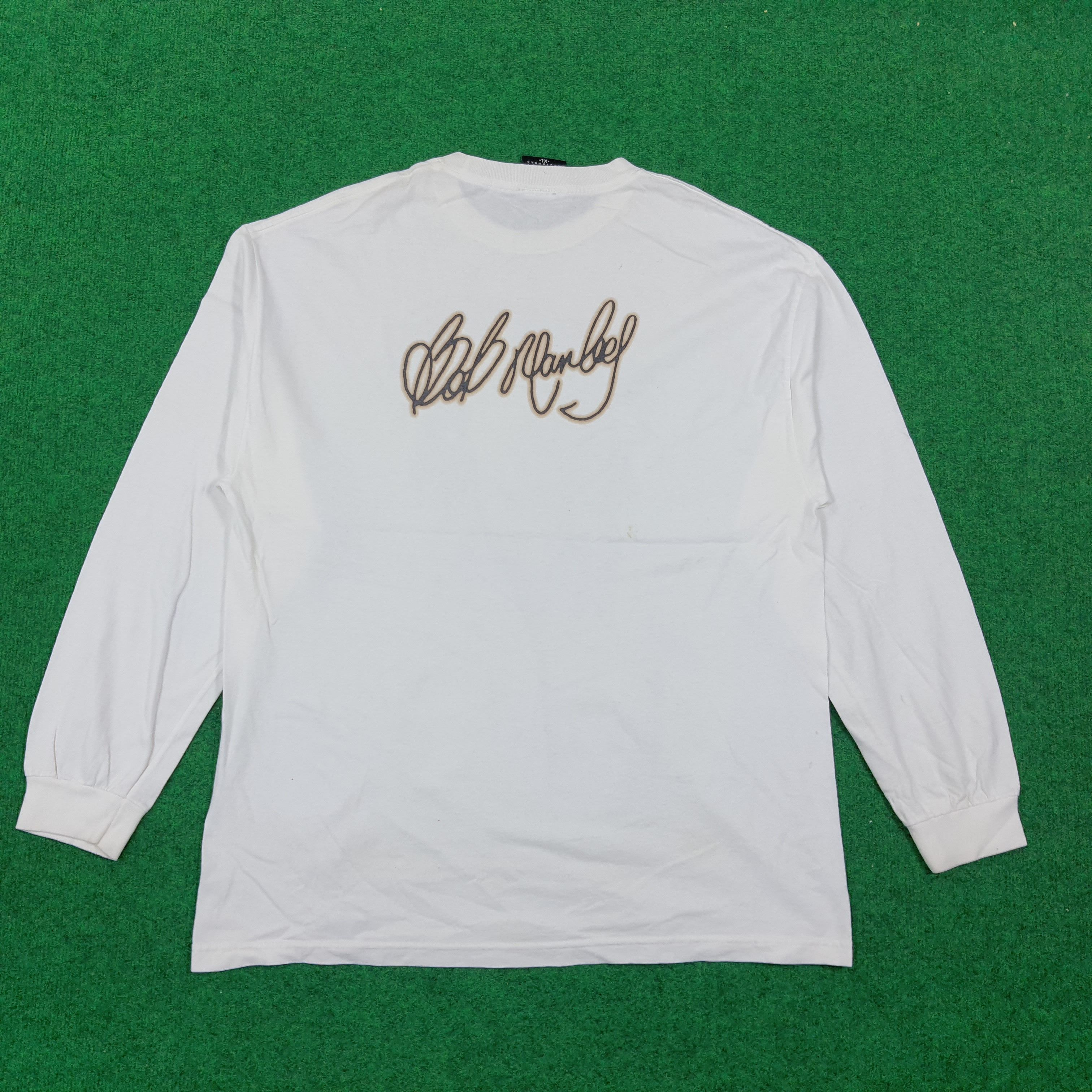 Bob Marley × Rap Tees × Vintage Vintage Bob Marley Reggae Singer Long Sleeve Tshirt Size US XL / EU 56 / 4 - 4 Thumbnail