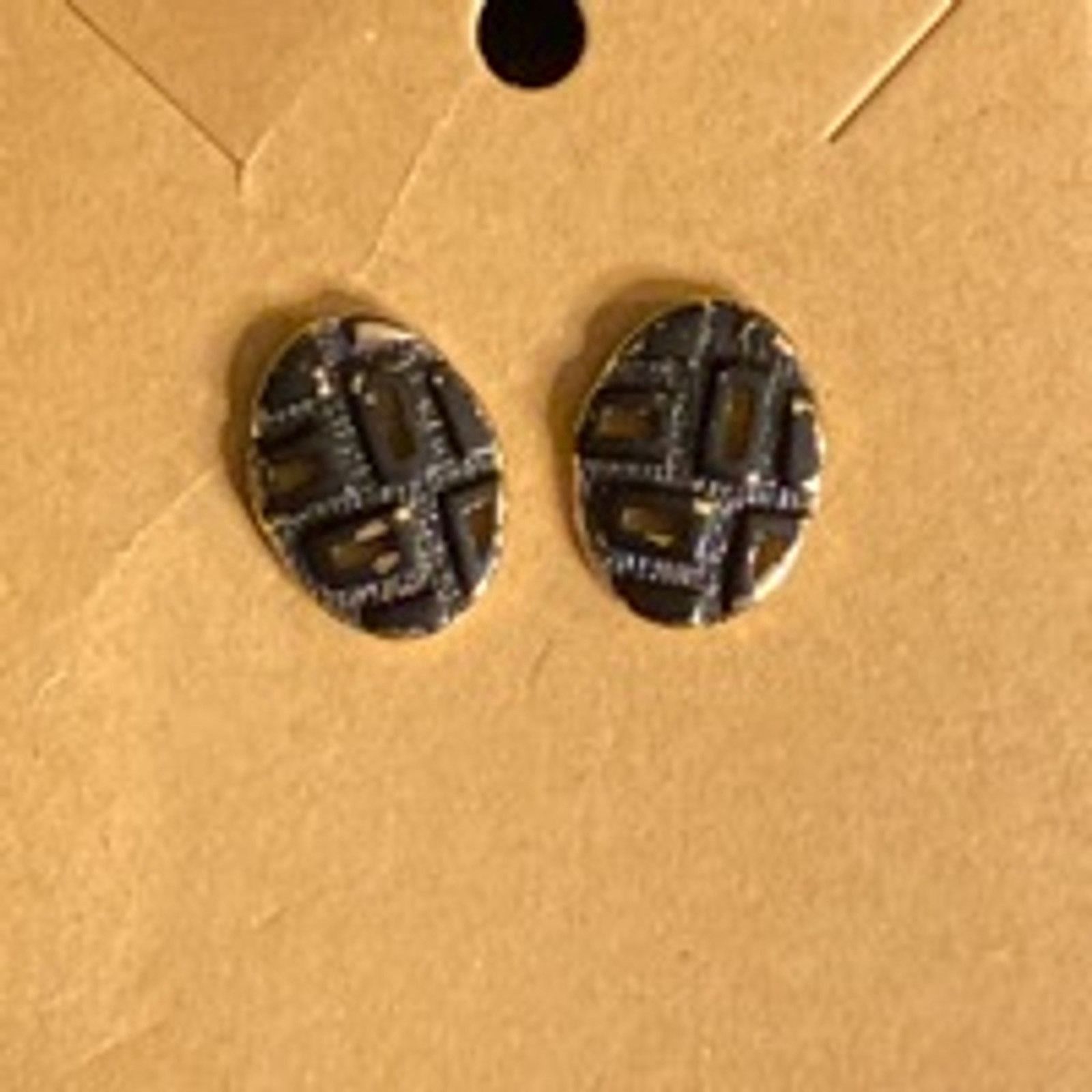 Vintage Vintage Black & Gold Post Earrings Classic Statement Jewelry Size ONE SIZE - 3 Thumbnail