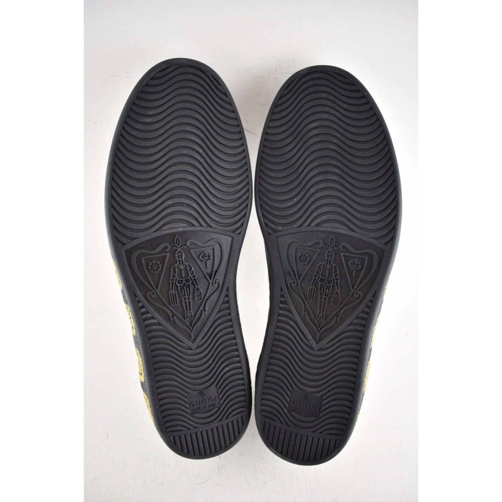 Gucci Gucci Mens Black New Ace Leather Gold Flat Low Top Lace Size US 8 / EU 41 - 12 Thumbnail