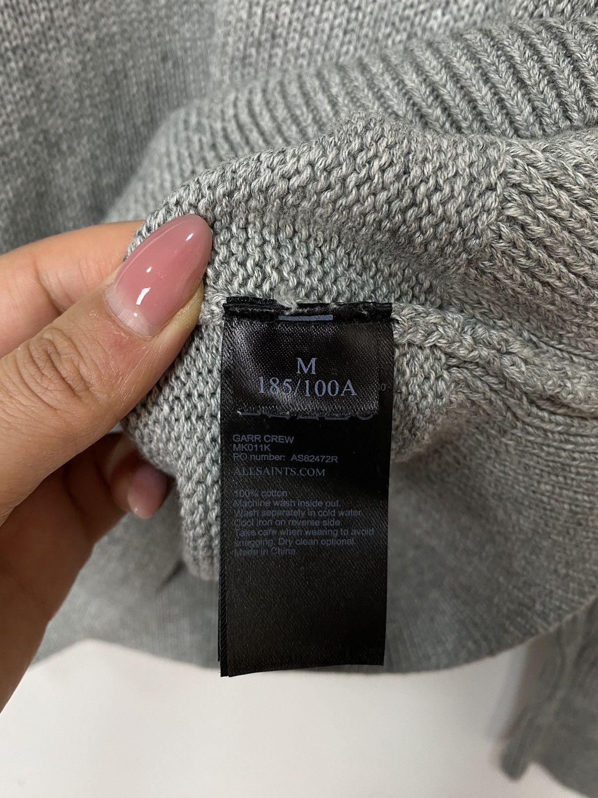 Allsaints Allsaints Grey Cotton Garr Crew Jumper Sweater Men’s Size M Size US M / EU 48-50 / 2 - 5 Thumbnail