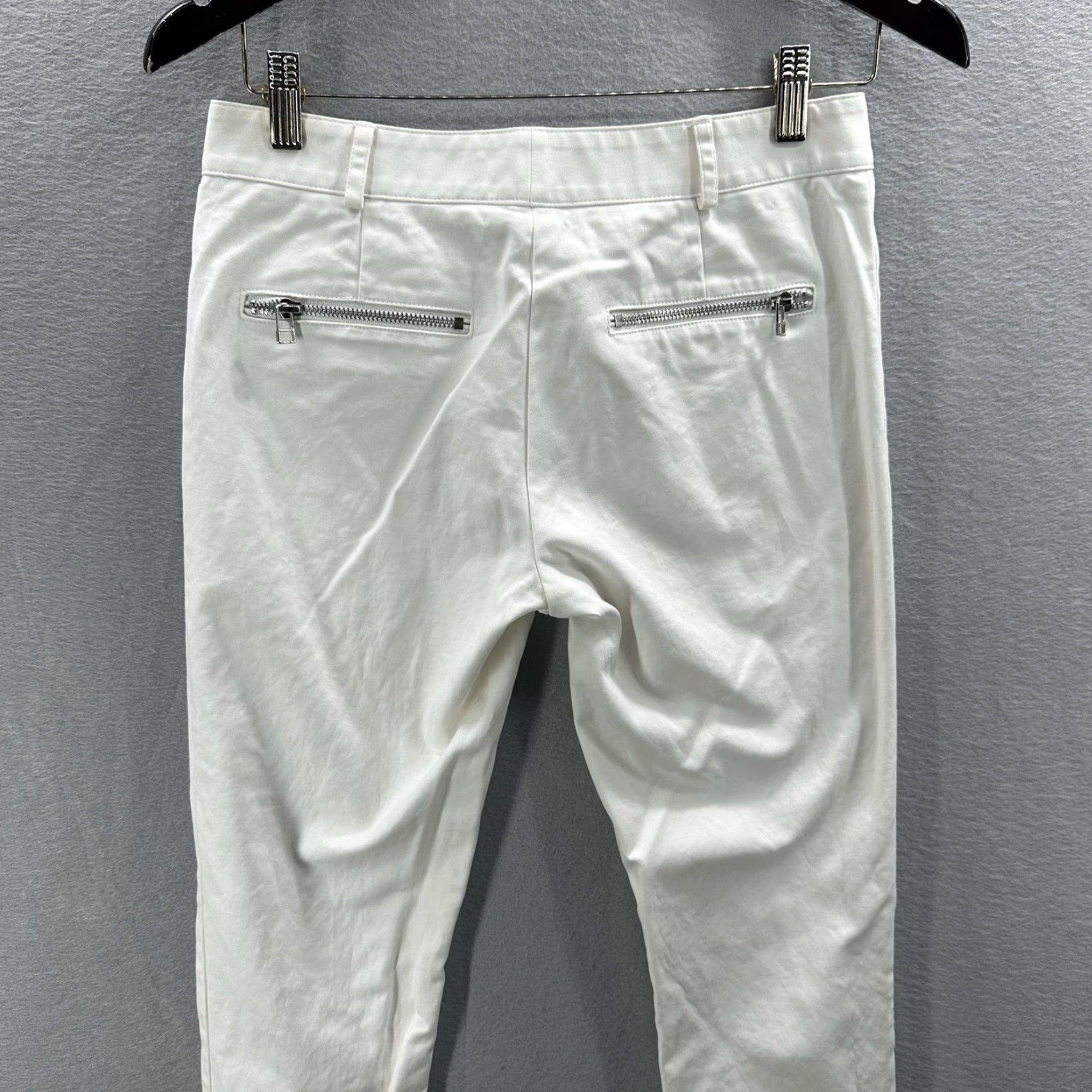 Veronica Beard VERONICA BEARD Pants Womens 2 Skinny Zip Ankle WHT Cotton Elastane Casual Business Workwear 2 White Slim Twill Zipper Pockets Street USA 90s? Size 26" / US 2 / IT 38 - 6 Thumbnail