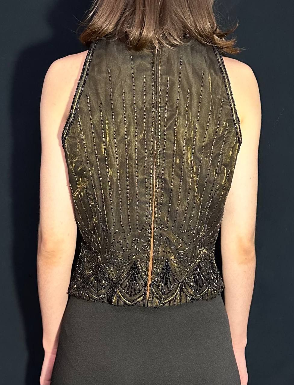 Vintage Carmen Marc Valvo Beaded Cocktail Top sleeveless rose flower Size M / US 6-8 / IT 42-44 - 9 Thumbnail