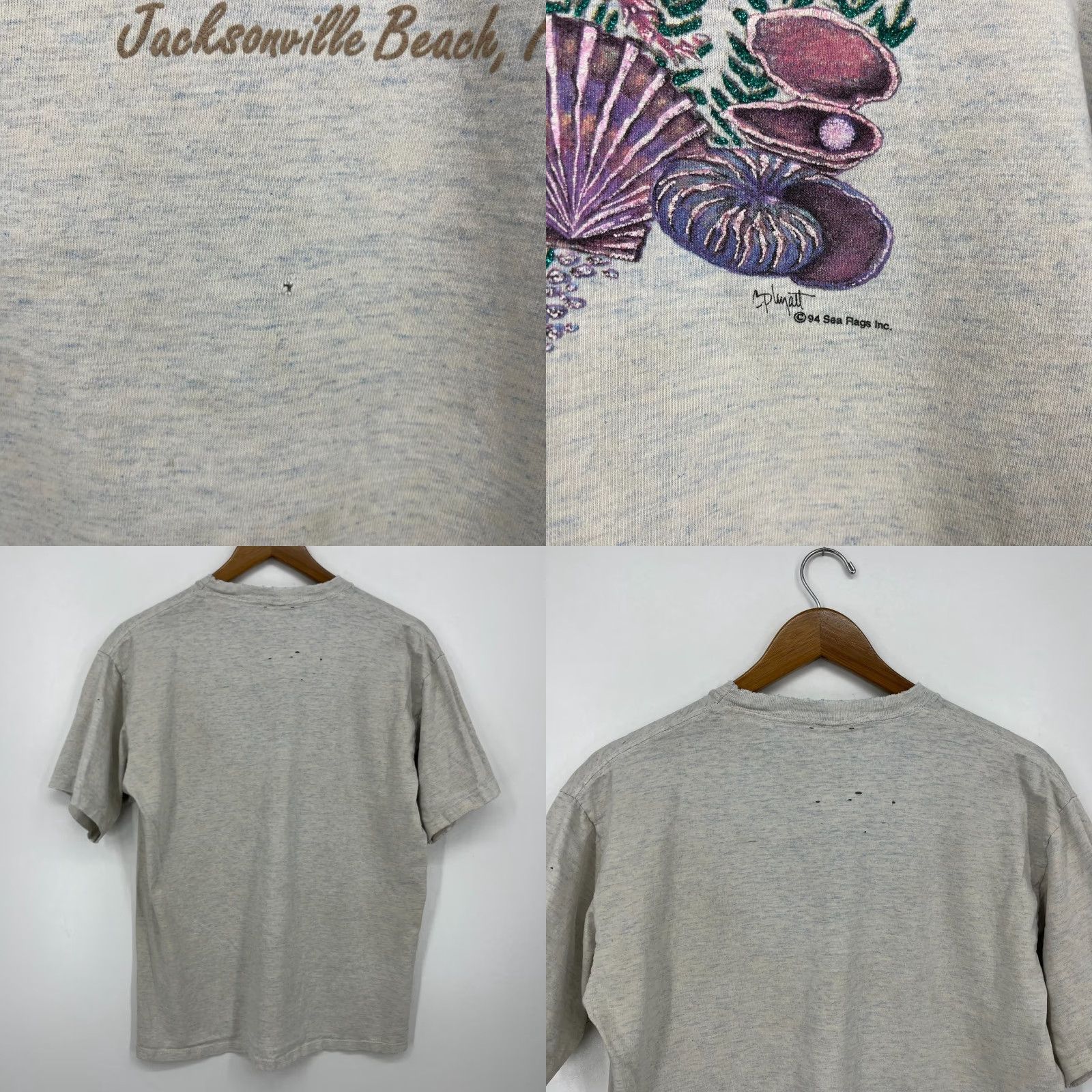 Vintage VINTAGE Cal Cru T-Shirt Jacksonville Beach Florida Gray Cotton Women's L Crew Neck Short Sleeve 1990s- Florida" Size L / US 10 / IT 46 - 8 Thumbnail