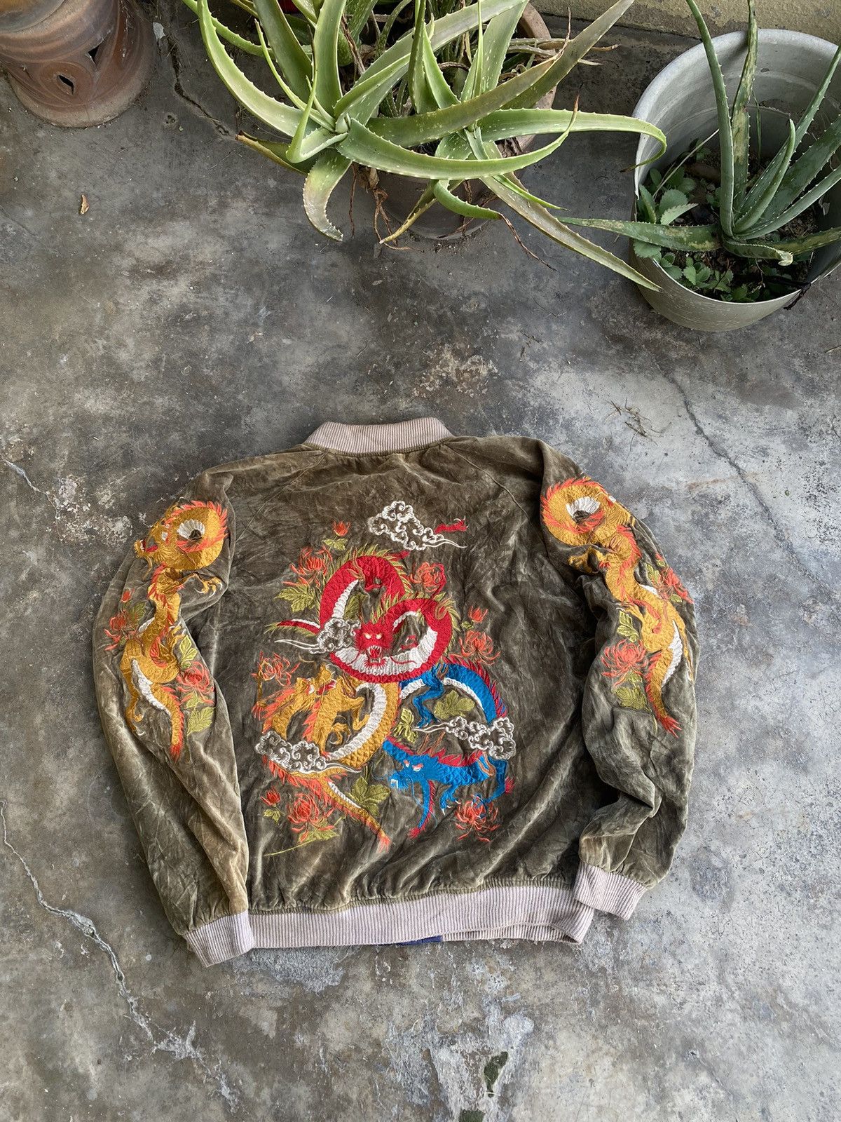 Japanese Brand × Vintage Vintage Jungle Storm Sukajan Dragon