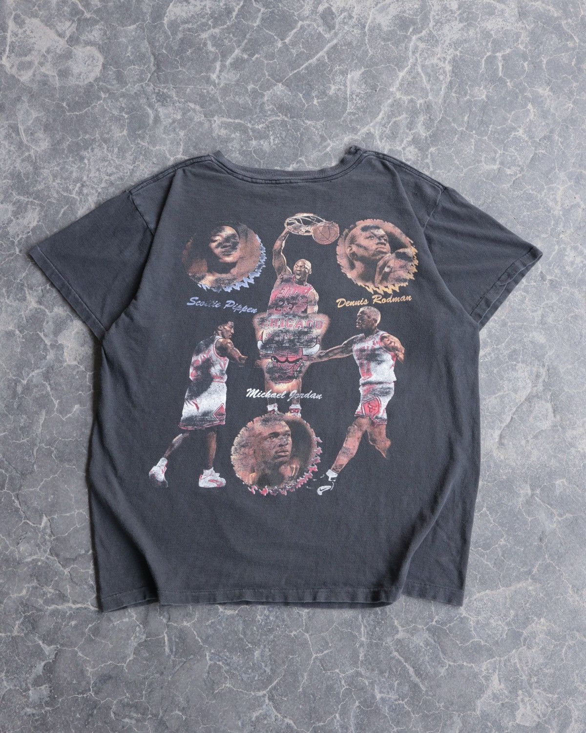 Rap Tees Vintage 1990s 90s Chicago Bulls Rodman Black Rap Tee Shirt Size US L / EU 52-54 / 3 - 6 Thumbnail