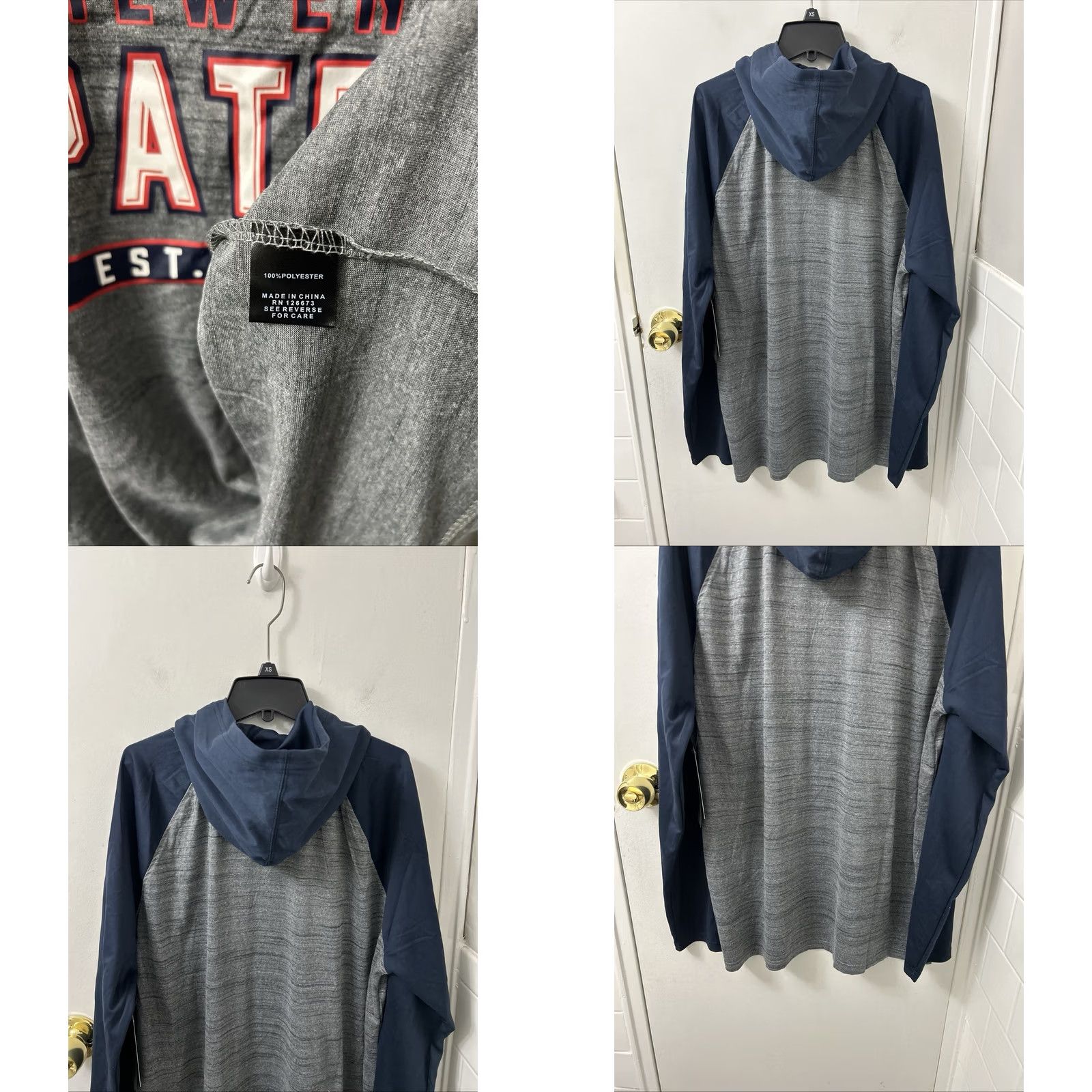NFL VINTAGE NFL Team Apparel Hooded Shirt Mens L Blue New England Patriots Hoodie L/S NWT Size US L / EU 52-54 / 3 - 8 Thumbnail
