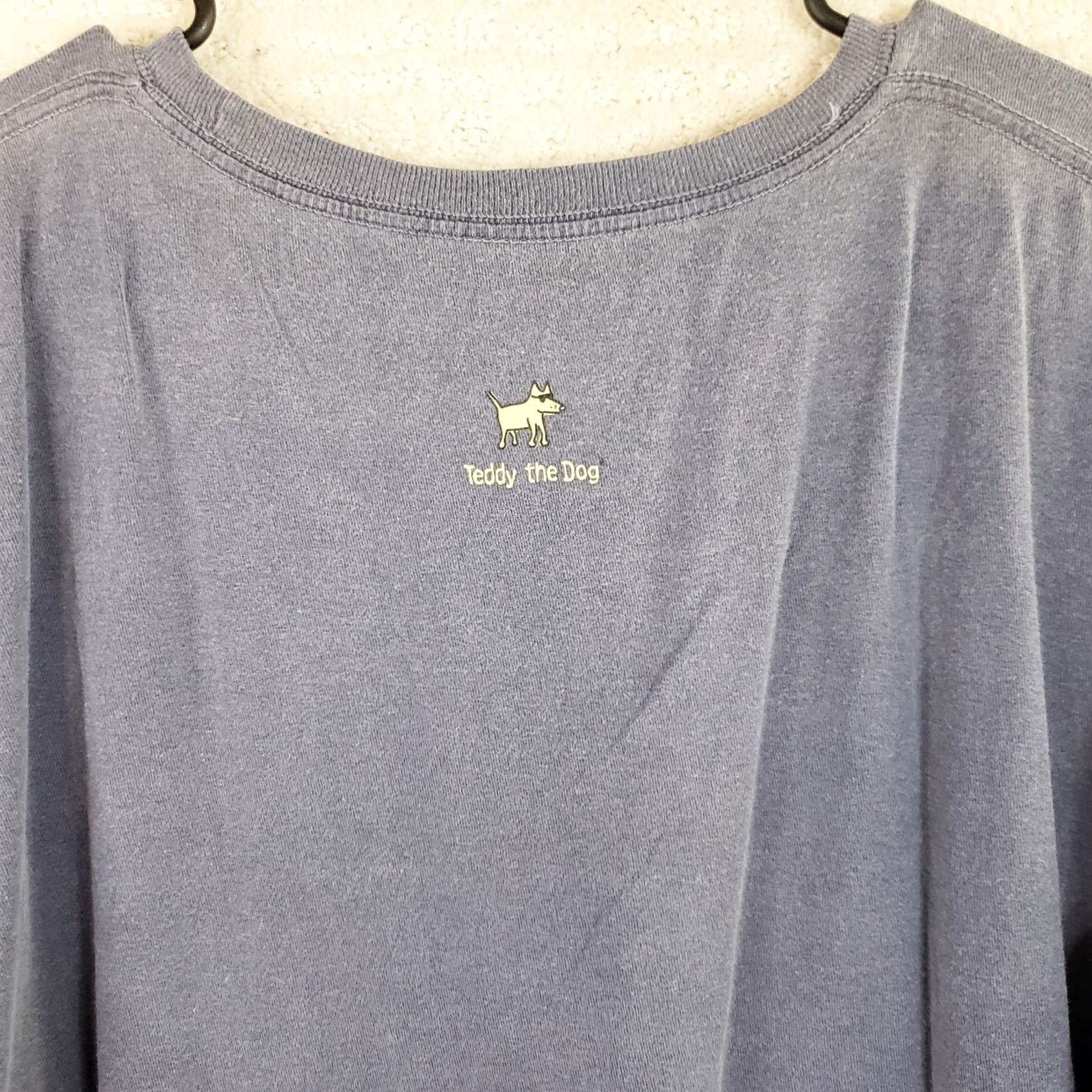 Vintage Teddy the Dog Classic Tee "God Bless America" Patriotic Unisex Blue Shirt L Size US L / EU 52-54 / 3 - 7 Thumbnail
