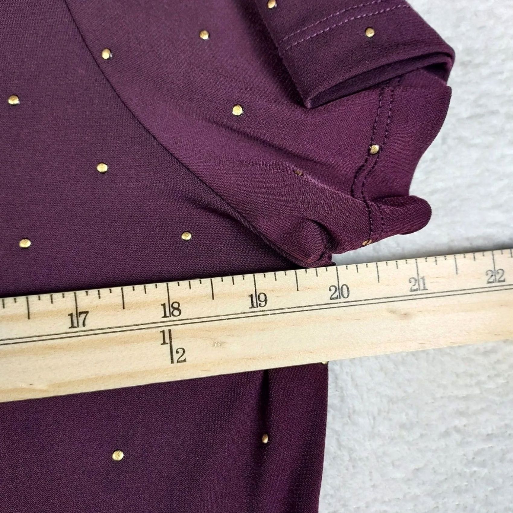 Calvin Klein Calvin Klein Womens Blouse Short Sleeve Knit Top Studded Plum Burgundy Collection Regular L Womens Size L / US 10 / IT 46 - 6 Thumbnail