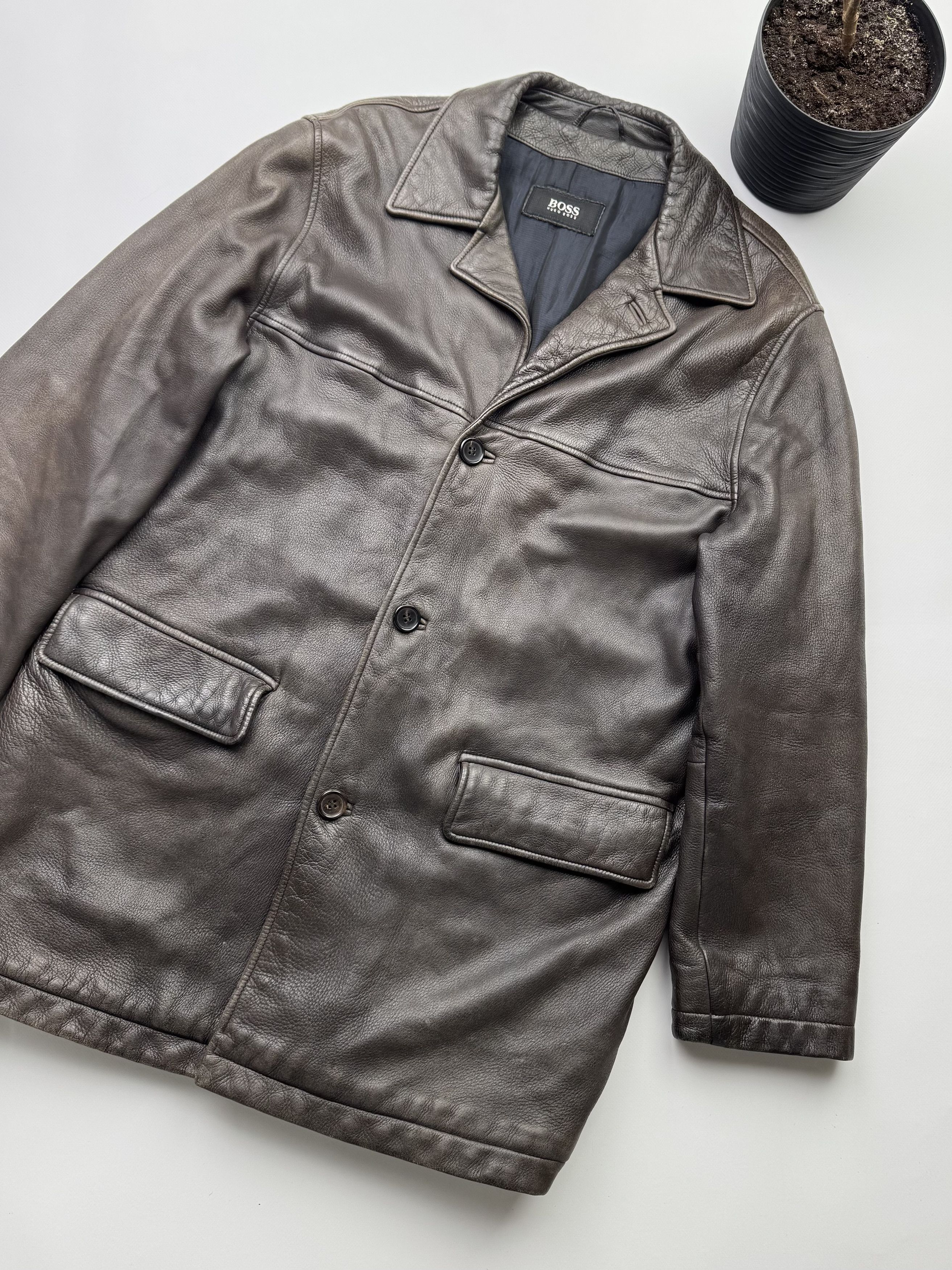 Hugo Boss Hugo Boss Vintage Leather Coat (75) Size US L / EU 52-54 / 3 - 3 Thumbnail