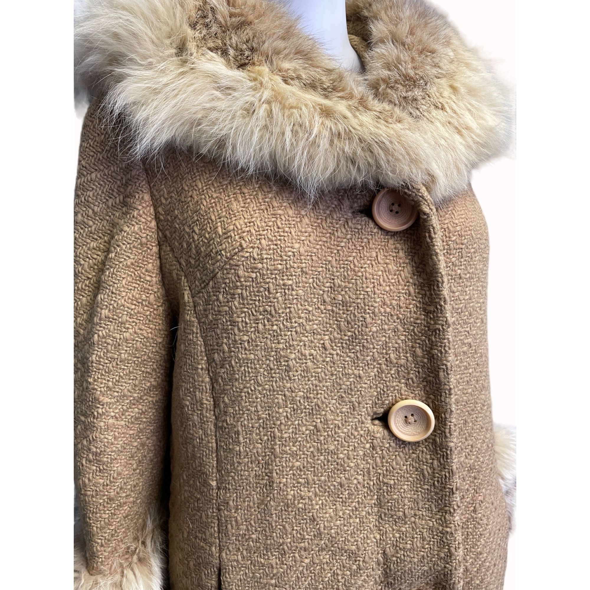 Other Vintage Union Made ILGWU Women's Tan Faux Fur/Wool Coat Size Size S / US 4 / IT 40 - 2 Thumbnail