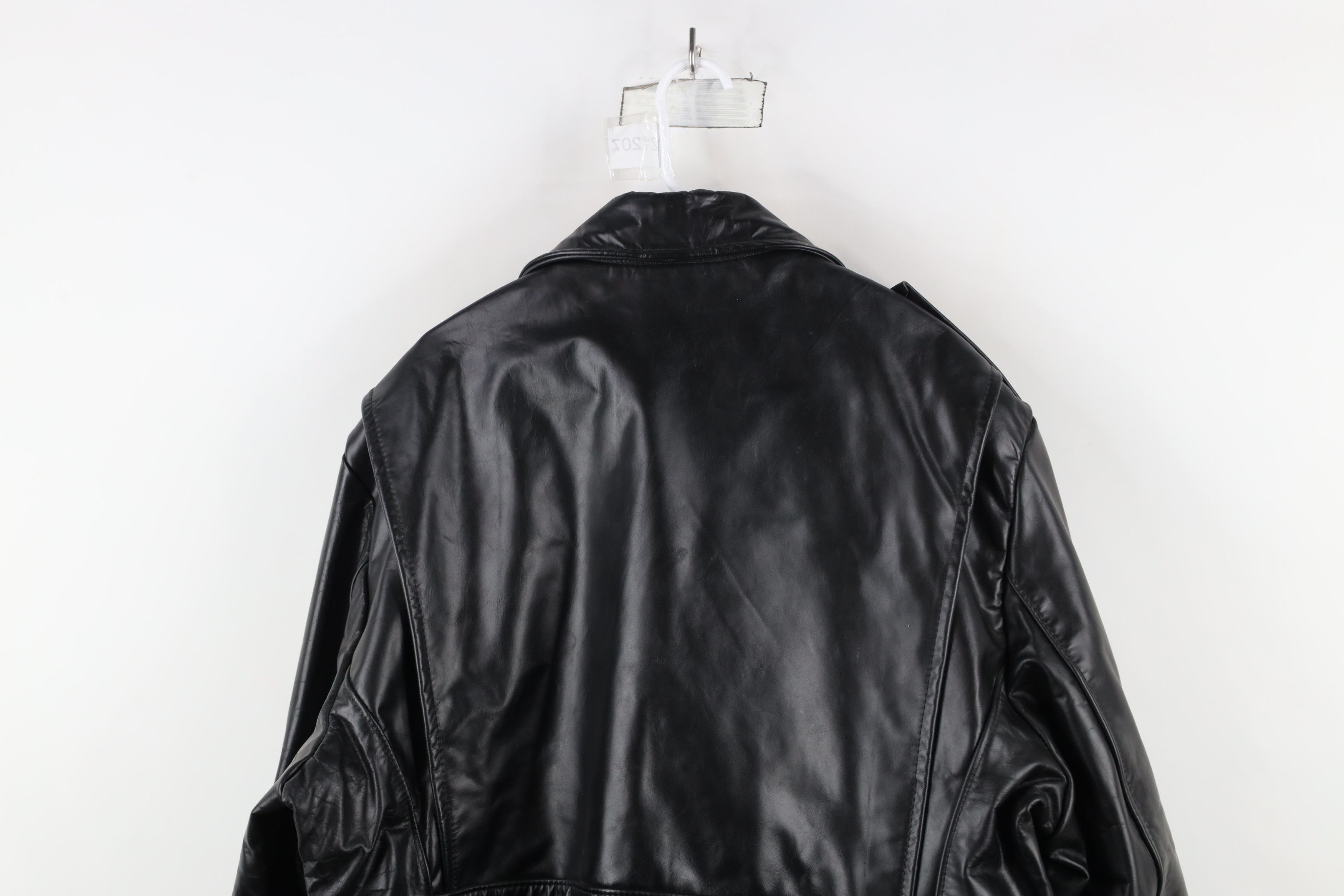 Vintage Vintage 70s 80s Belted Leather Motorcycle Jacket Black USA Size US XXL / EU 58 / 5 - 12 Thumbnail