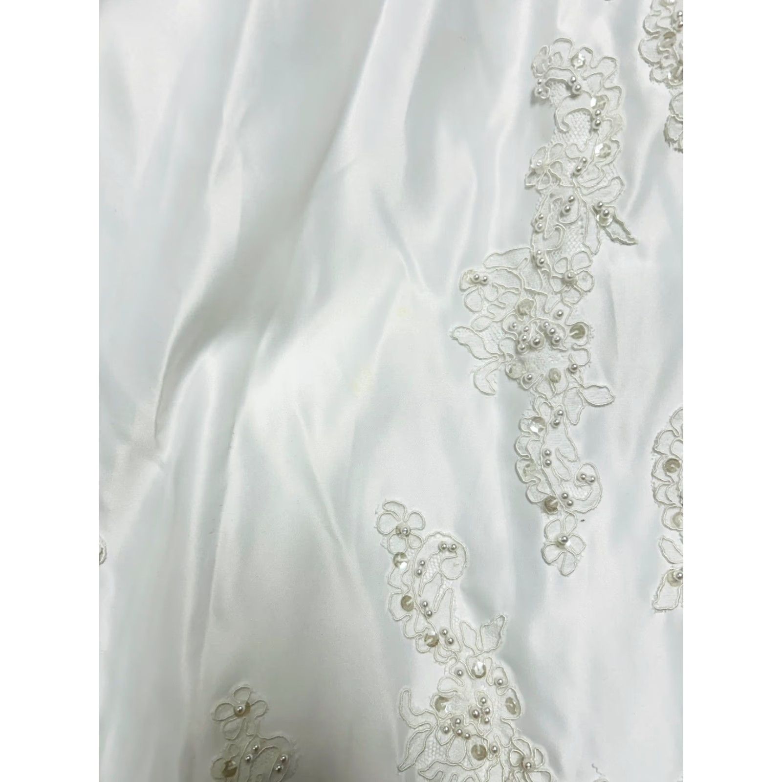 Vintage VINTAGE Women's Y2K Wedding Dress Ball Gown Duchess Satin White Sz12 Beaded Sleeved Cap Sleeve Read Size XL / US 12-14 / IT 48-50 - 4 Thumbnail