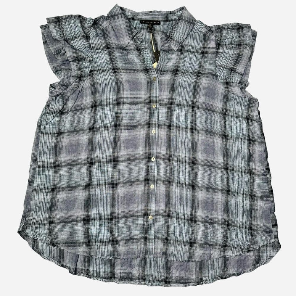 Other NWT New Jane and Delancey Textured Rayon Plaid Flutter Slee Size XXL / US 16-18 / IT 52-54 - 2 Thumbnail