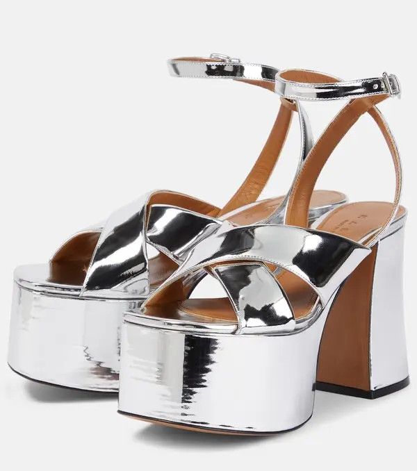 Marni o1w1db10125 Mirrored Leather Platform Sandals in Silver Size US 7 / IT 37 - 2 Thumbnail
