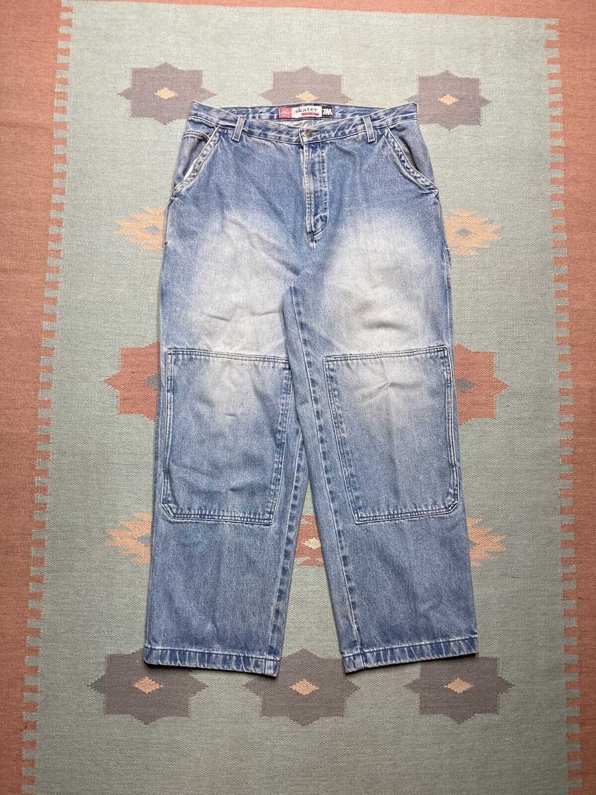 Bugle Boy × Vintage bugle boy 7M carpenter jeans double knee skater baggy 35x30 Size US 35 - 5 Thumbnail
