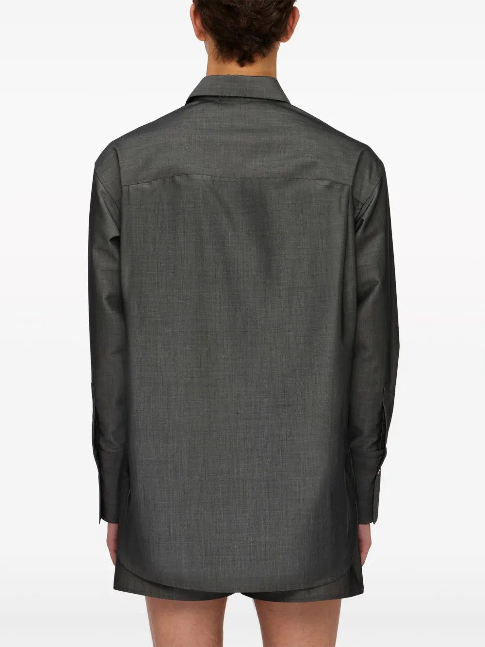 Salvatore Ferragamo o1s1rm0126 Silk-blend Shirt in Dark Grey Size US M / EU 48-50 / 2 - 3 Thumbnail