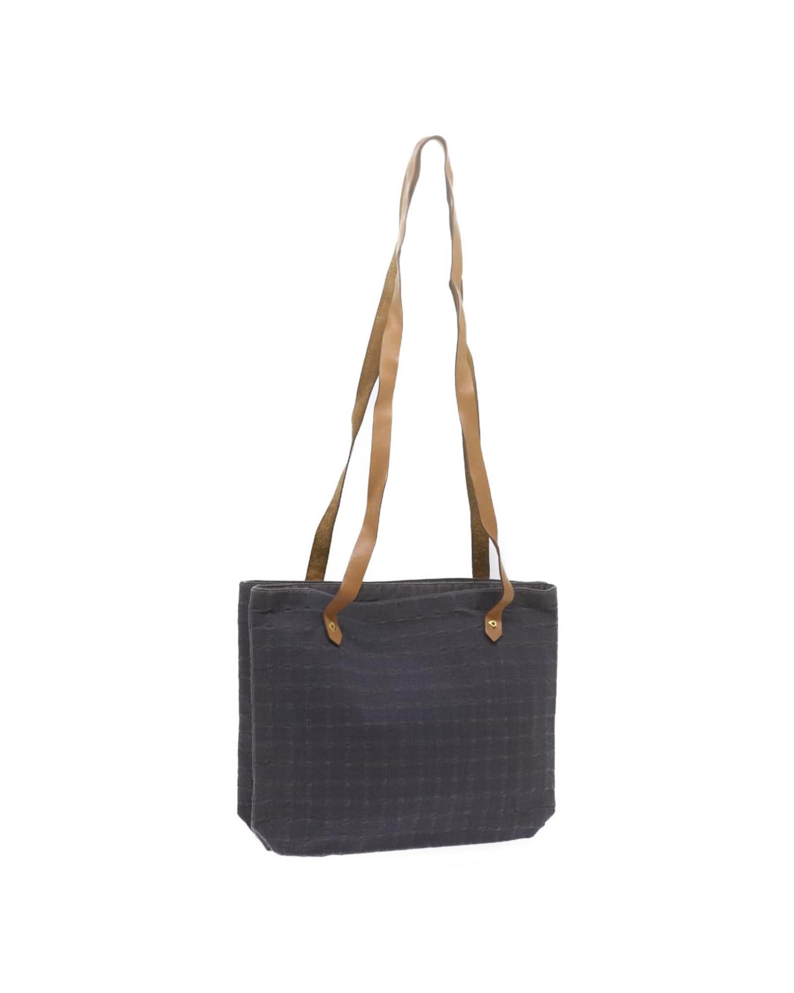 image of Hermes Canvas Shoulder Bag With Shoulder Drop in Grey, Women's