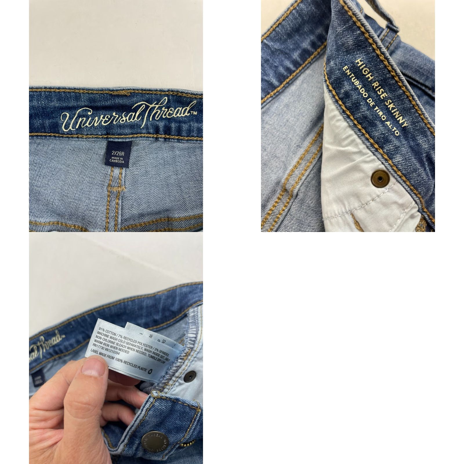 Vintage Universal Thread Jeans Women's 2/26r Blue Denim Skinny Mid Rise Pants Jeans Shirt? Size 28" / US 6 / IT 42 - 8 Thumbnail
