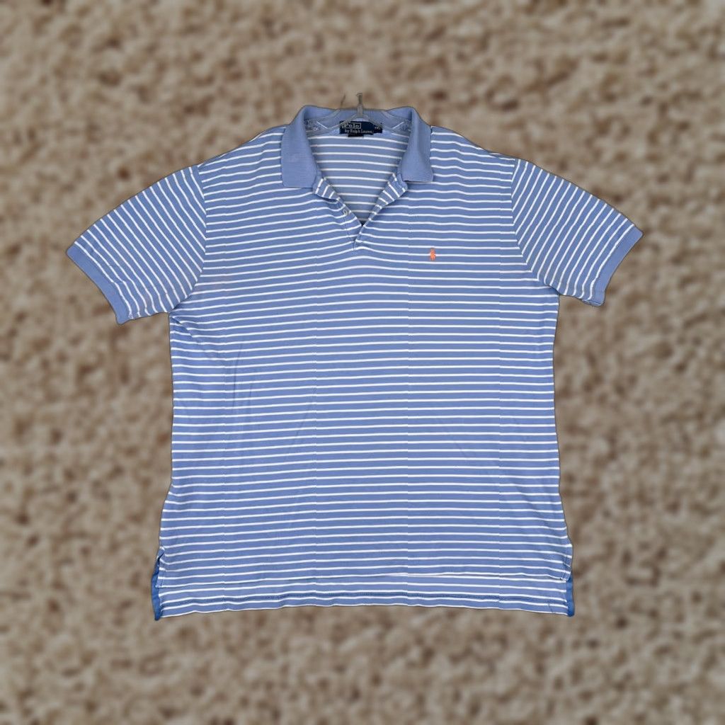 Ralph Lauren VTG Ralph Lauren Polo Shirt Men 2XL Blue Stripe Short Sleeve Cotton READ Size US XXL / EU 58 / 5 - 1 Thumbnail