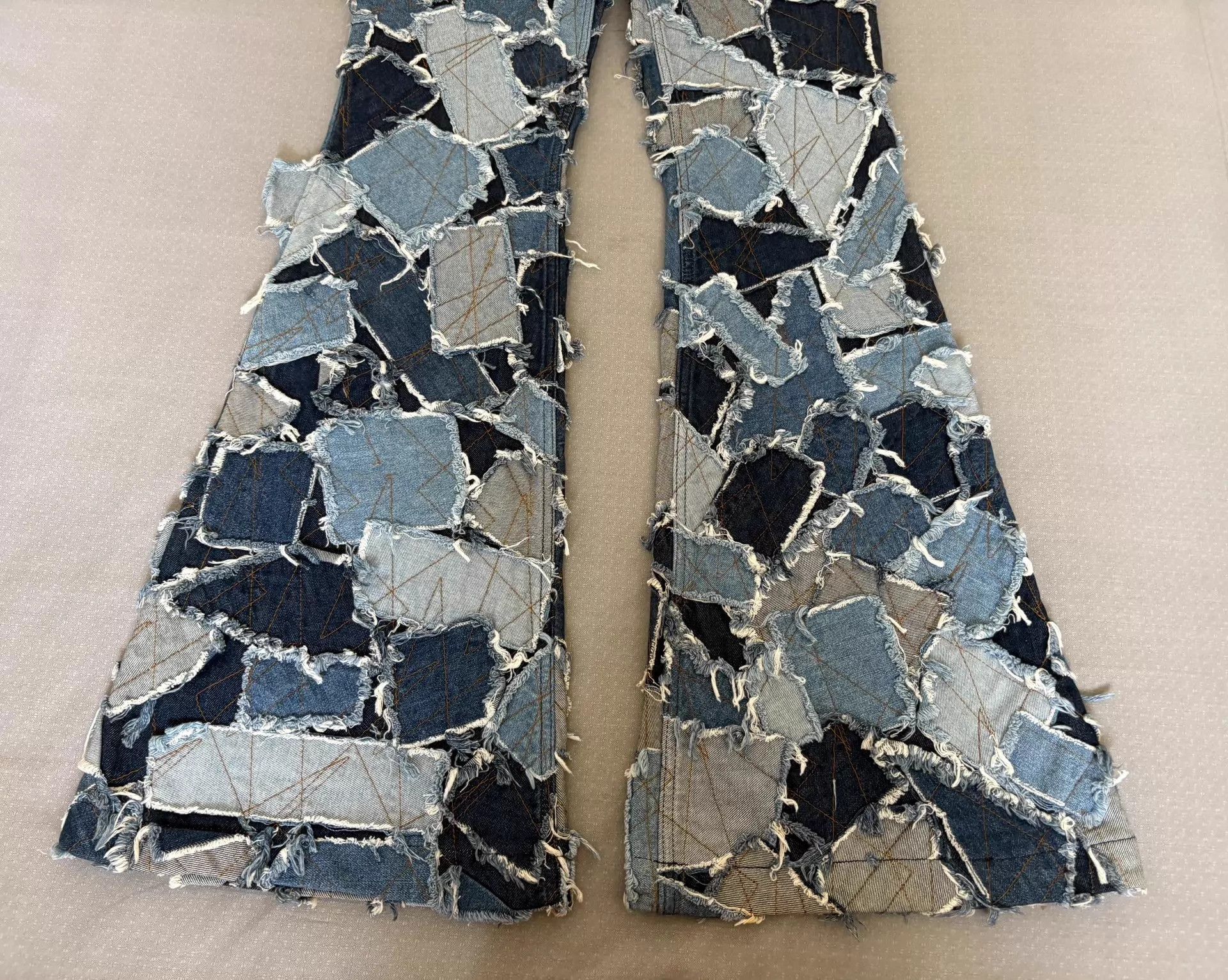 Dolce & Gabbana D&G Vtg Distressed Flared Jeans Multi-Material Patchwork Size 27" / US 4 / IT 40 - 5 Thumbnail