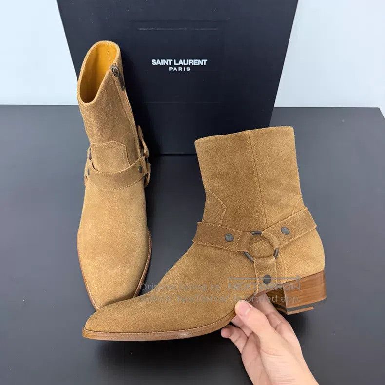 Saint Laurent Paris Saint Laurent Paris Yellow Suede Chelsee Boots i Size US 10 / EU 43 - 1 Thumbnail