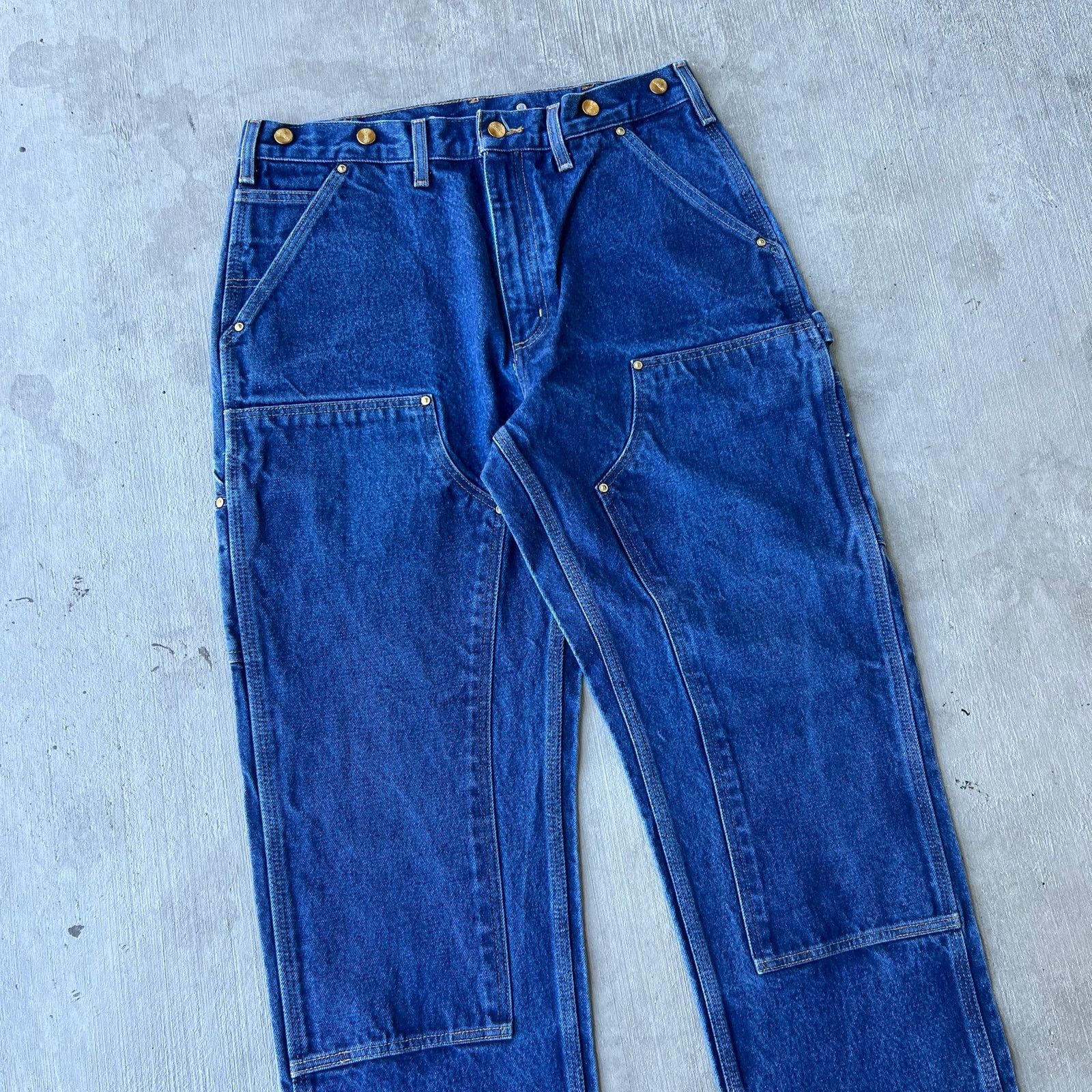 Carhartt × Vintage Carhartt denim blue jeans double knee work carpenter pants Size US 33 - 2 Thumbnail