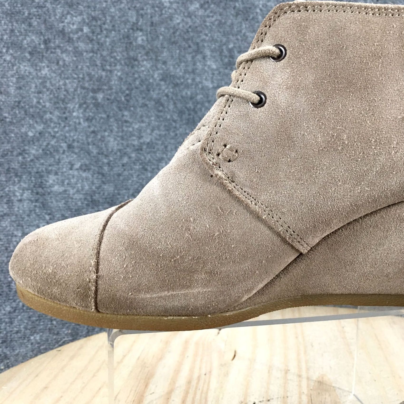 Toms TOMS Boots Womens 8 Desert Ankle Booties Wedge Heels Casual Brown Suede Lace Up Women Bootie XS? Size US 8 / IT 38 - 4 Thumbnail