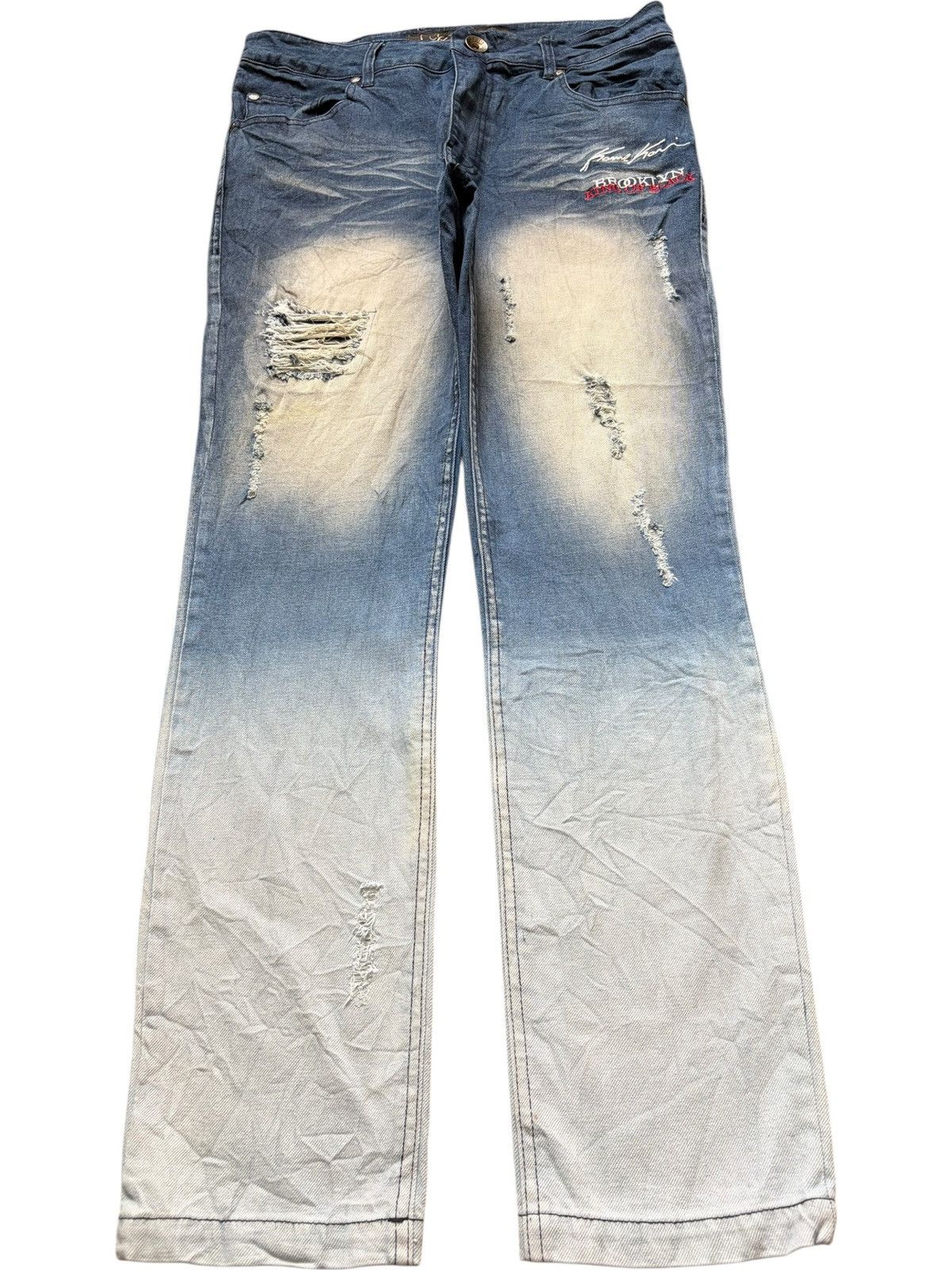 Karl Kani Vintage / Y2K Karl Kani Faded Wash Distress Jeans Size US 32 / EU 48 - 1 Thumbnail