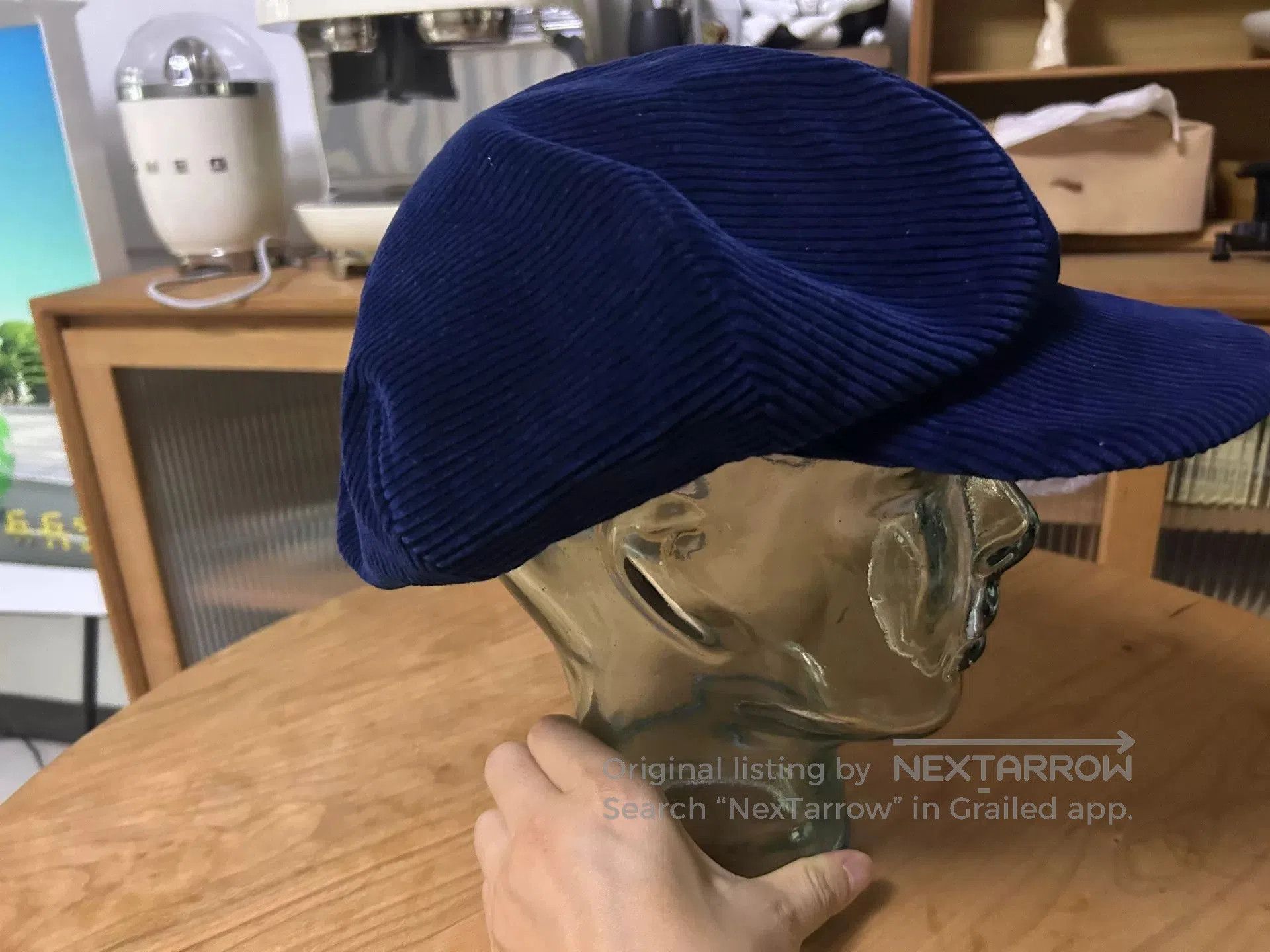 Porter Classic blue corduroy baker boy hat. Size ONE SIZE - 2 Thumbnail
