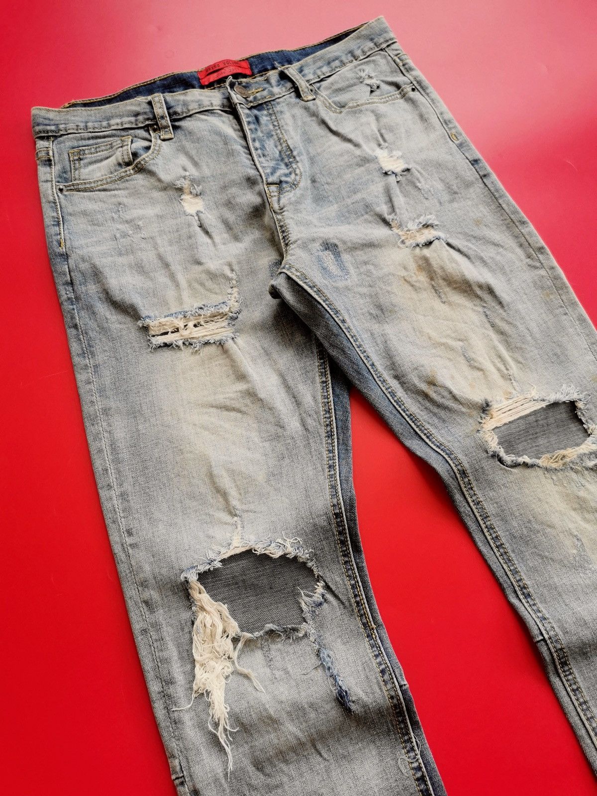 Seditionaries Dress Volume Korea Distressed Punk Zipper Mud Jeans Size US 31 - 4 Thumbnail