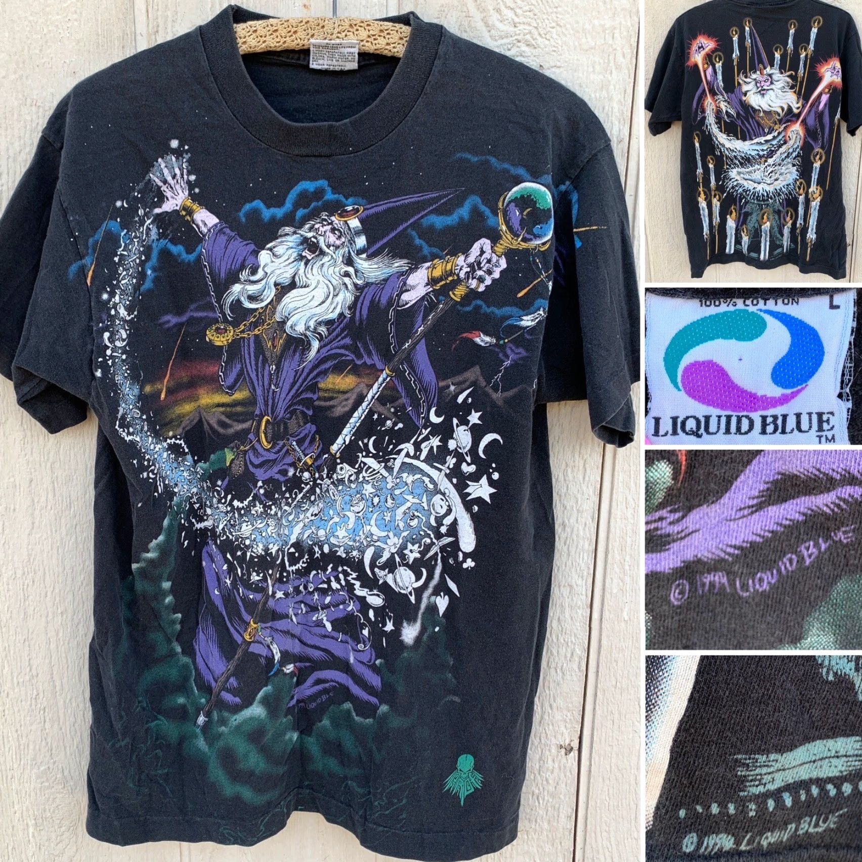 Liquid Blue VINTAGE Liquid Blue T-Shirt Men L Black 90s Graphic Front Back Single Stitch 100% Cotton USA Made Size L Size US L / EU 52-54 / 3 - 2 Thumbnail