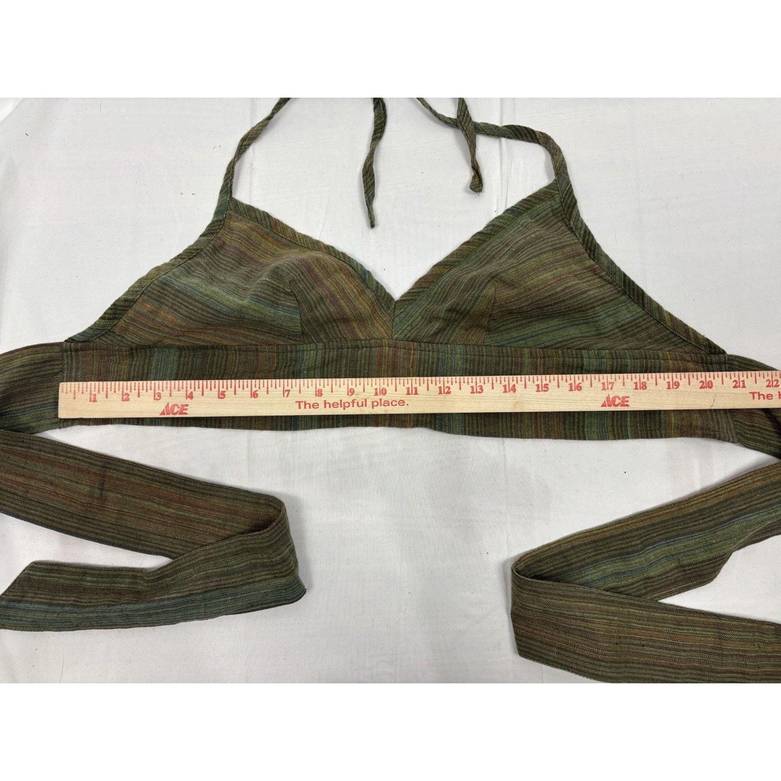 Other Lakhays Tied In A Bow Bralette Top Halter Green Stripe S/M Size S / US 4 / IT 40 - 7 Thumbnail