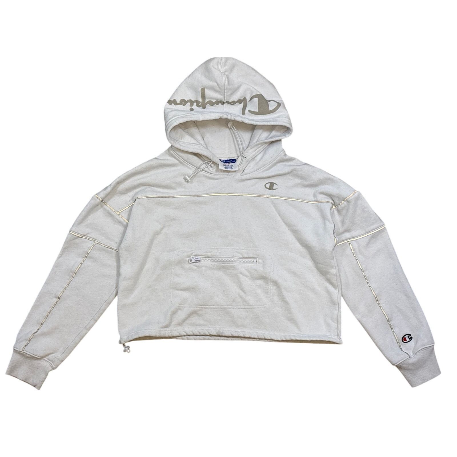 Champion Champion Reflective Cropped drawstring hoodie white Small Size S / US 4 / IT 40 - 1 Thumbnail