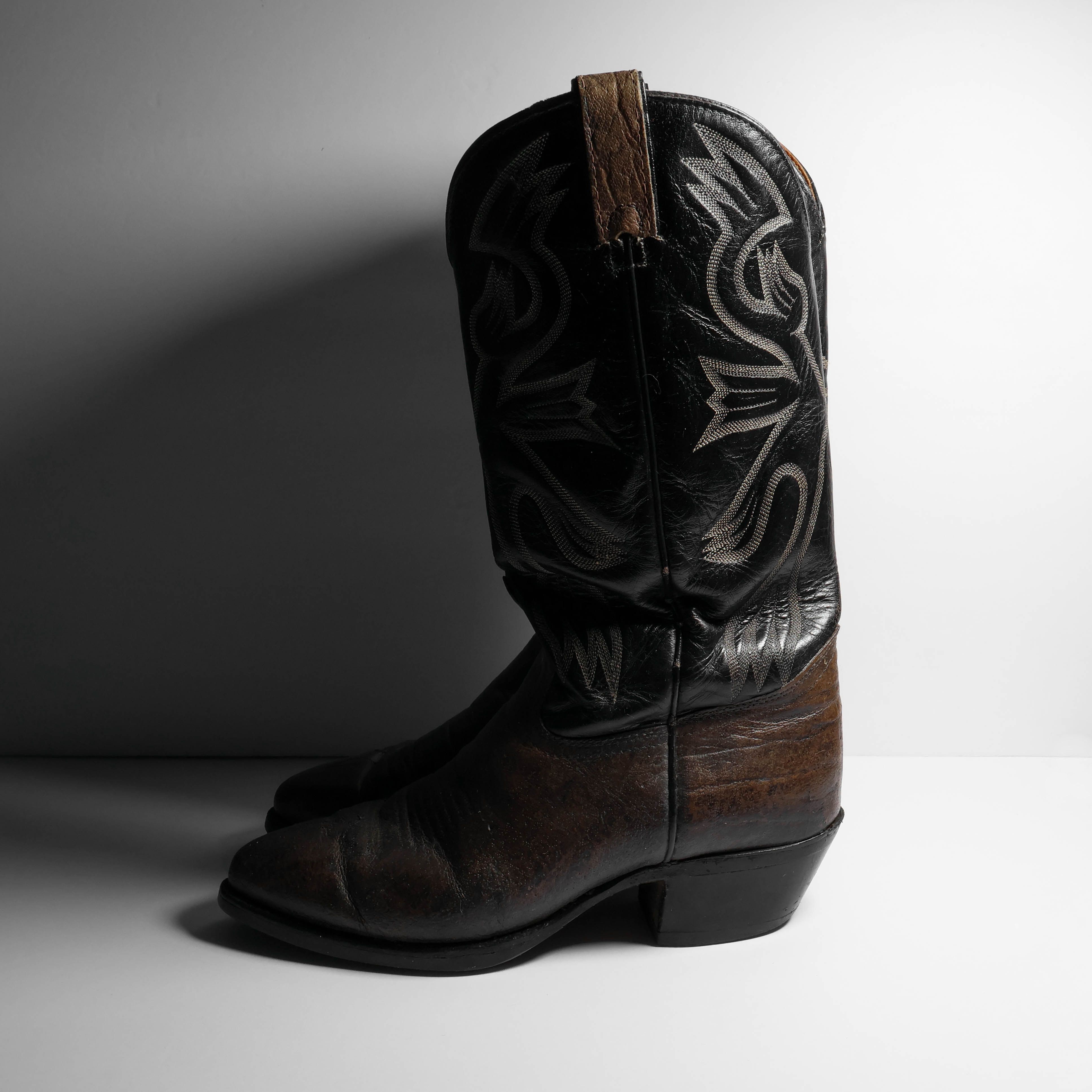 Vintage Rare VTG Texas Leather Brown & Black Western Boots USA Size US 8.5 / EU 41-42 - 3 Thumbnail