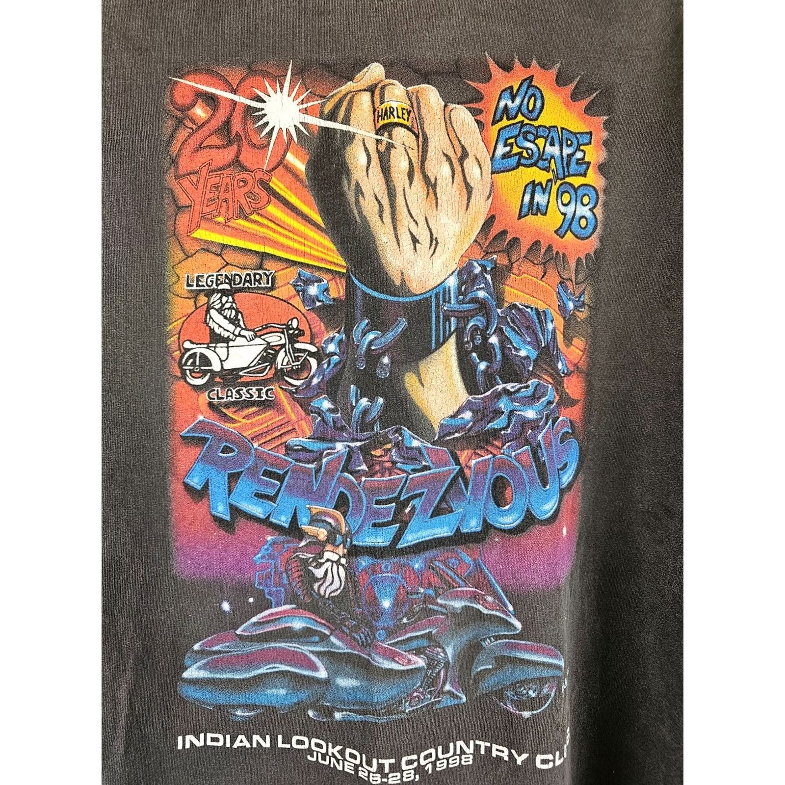 Gildan VINTAGE HARLEY DAVIDSON BIKE RENDEZVOUS MOTORCYCLE T-SHIRT SZ XXL Mens Shirt 1998 Black Gildan 2XL T-Shirt Size US XXL / EU 58 / 5 - 2 Thumbnail