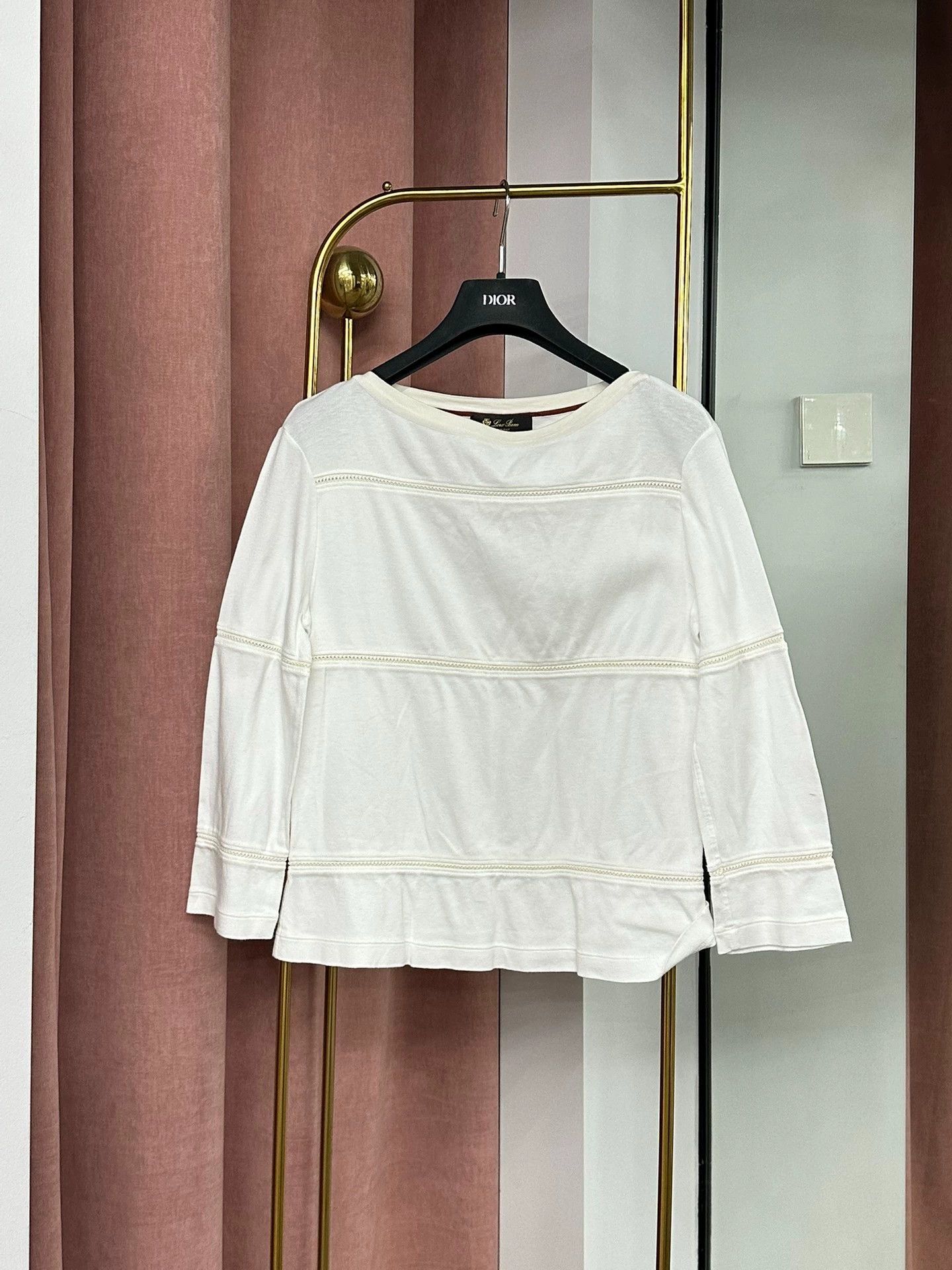 Loro Piana Loro Piana White Striped Long Sleeve Top Size US M / EU 48-50 / 2 - 1 Thumbnail
