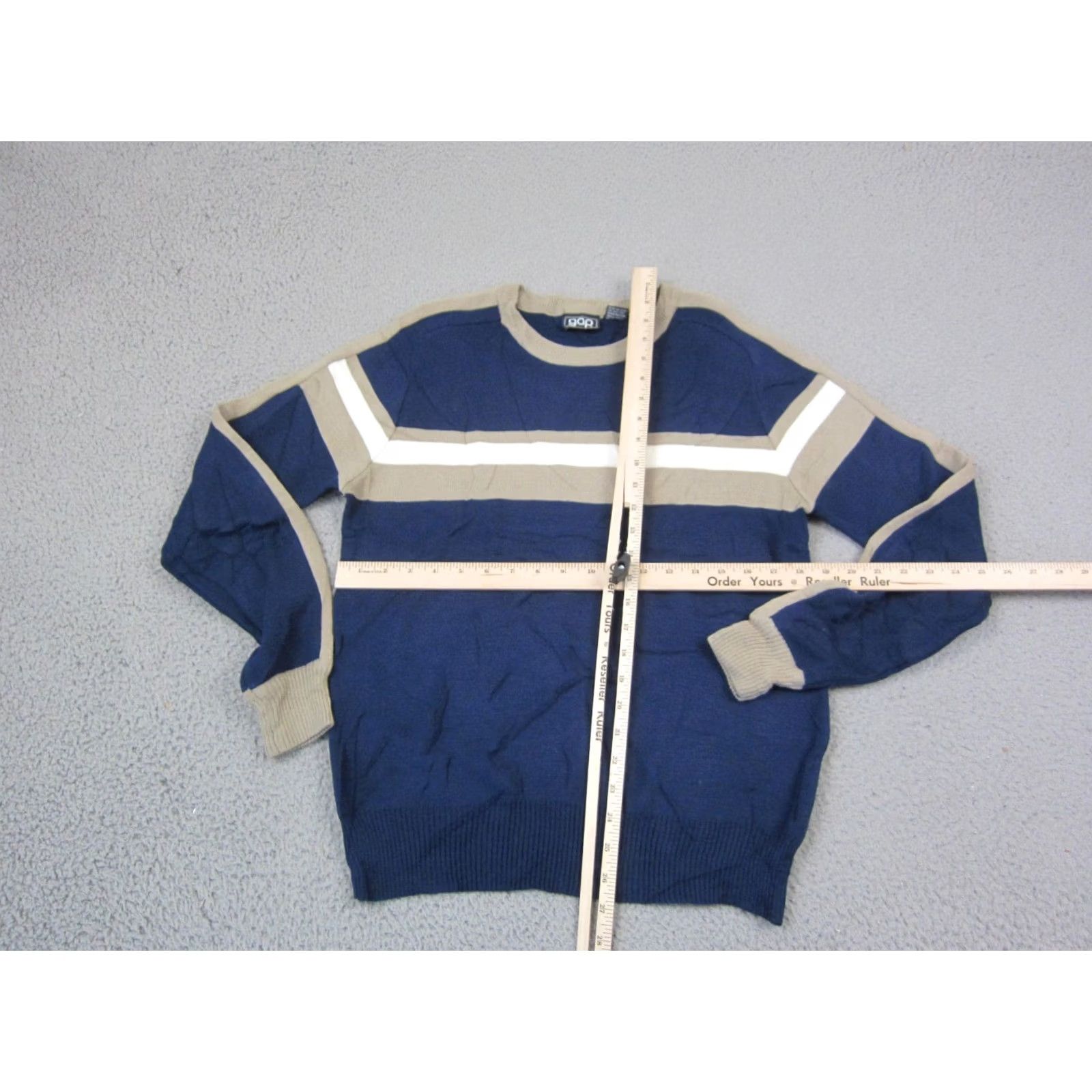 Gap VINTAGE Gap Sweater Mens L Blue True Striped Crewneck Knit Acrylic 70s Size US L / EU 52-54 / 3 - 5 Thumbnail