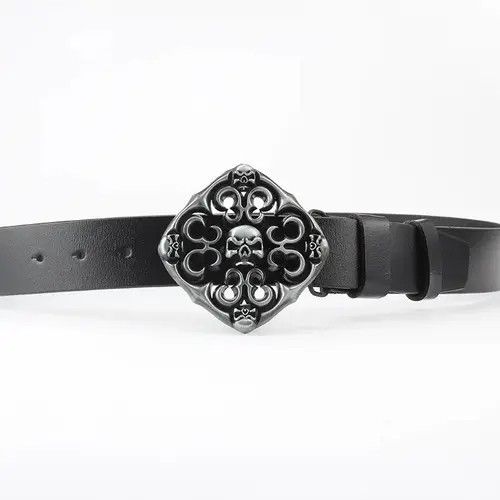 Leather × Vintage Pattern Petal Skull Belt Size ONE SIZE - 4 Thumbnail