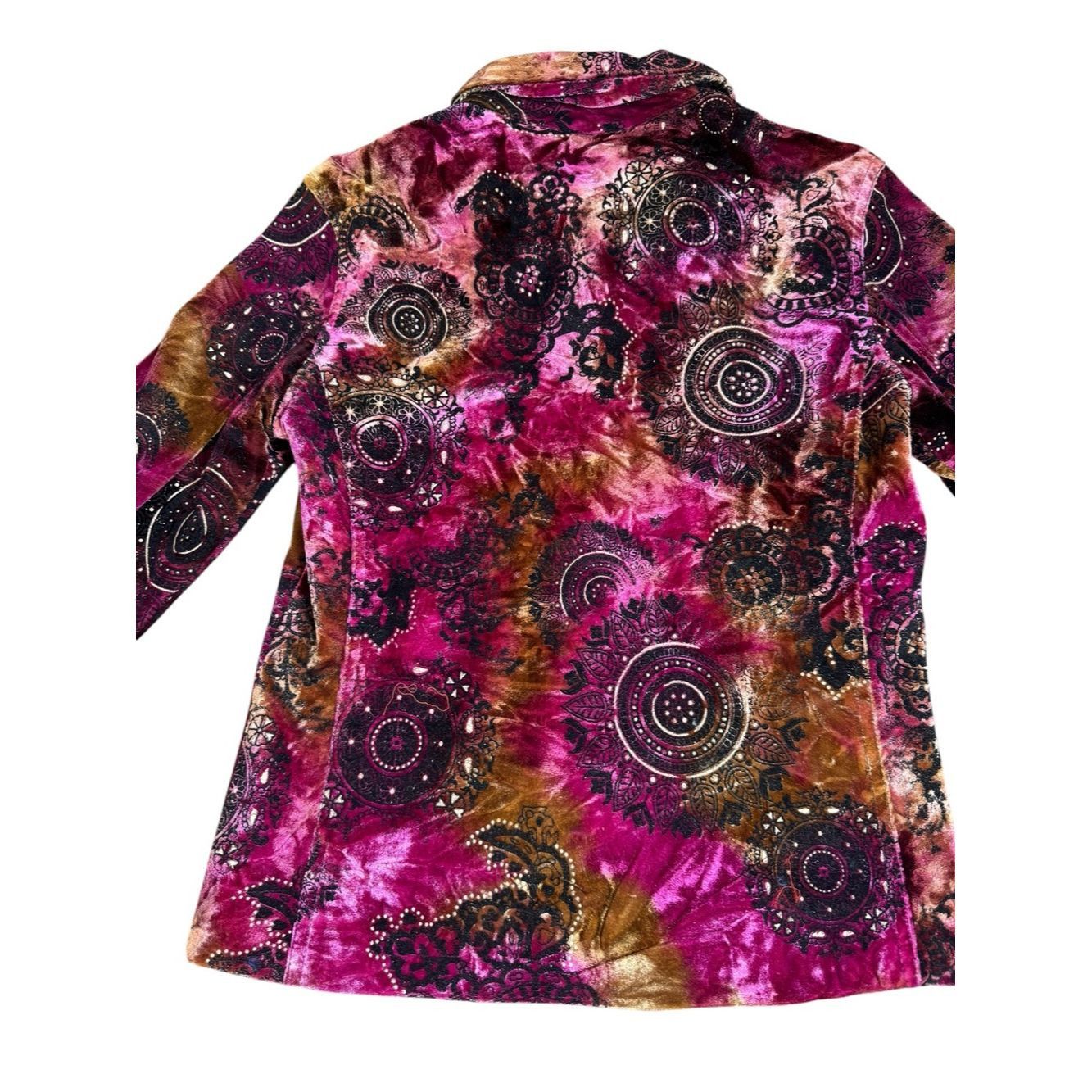 Chicos Chico's Purple Pink Burnout Jacket Size 0 US S Size S / US 4 / IT 40 - 3 Thumbnail