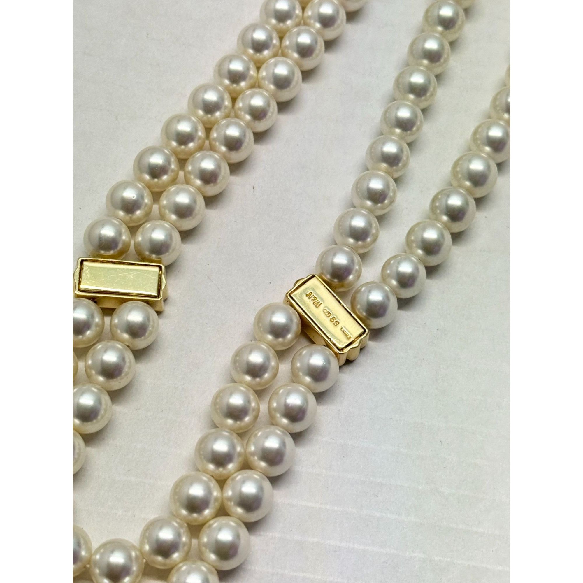 Vintage M & N 925 sterling silver faux pearl collar necklace Size ONE SIZE - 6 Thumbnail