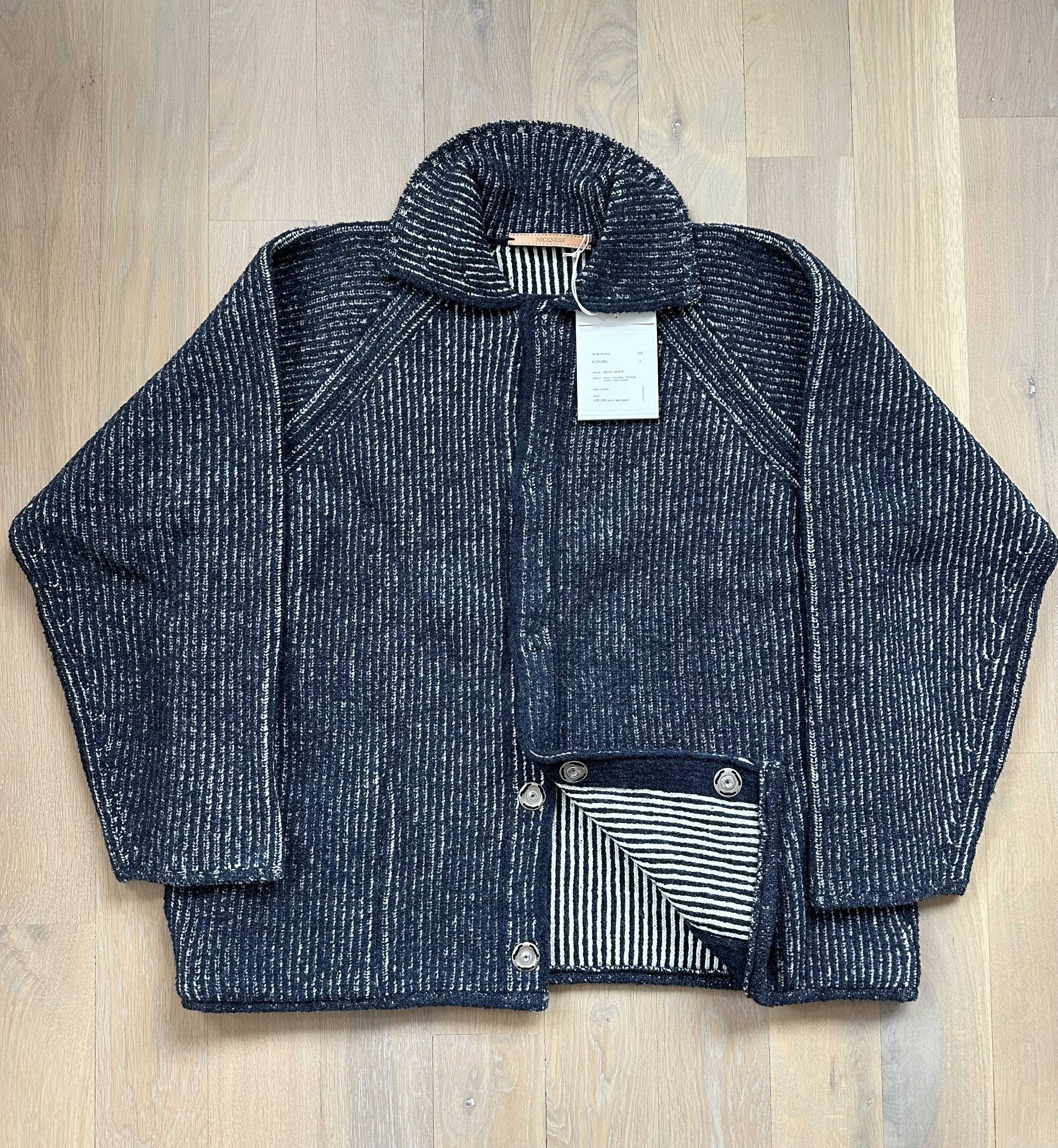Niceness NICENESS K. Snafu Reversible Wool Knit Jacket Navy/White Size US L / EU 52-54 / 3 - 2 Thumbnail