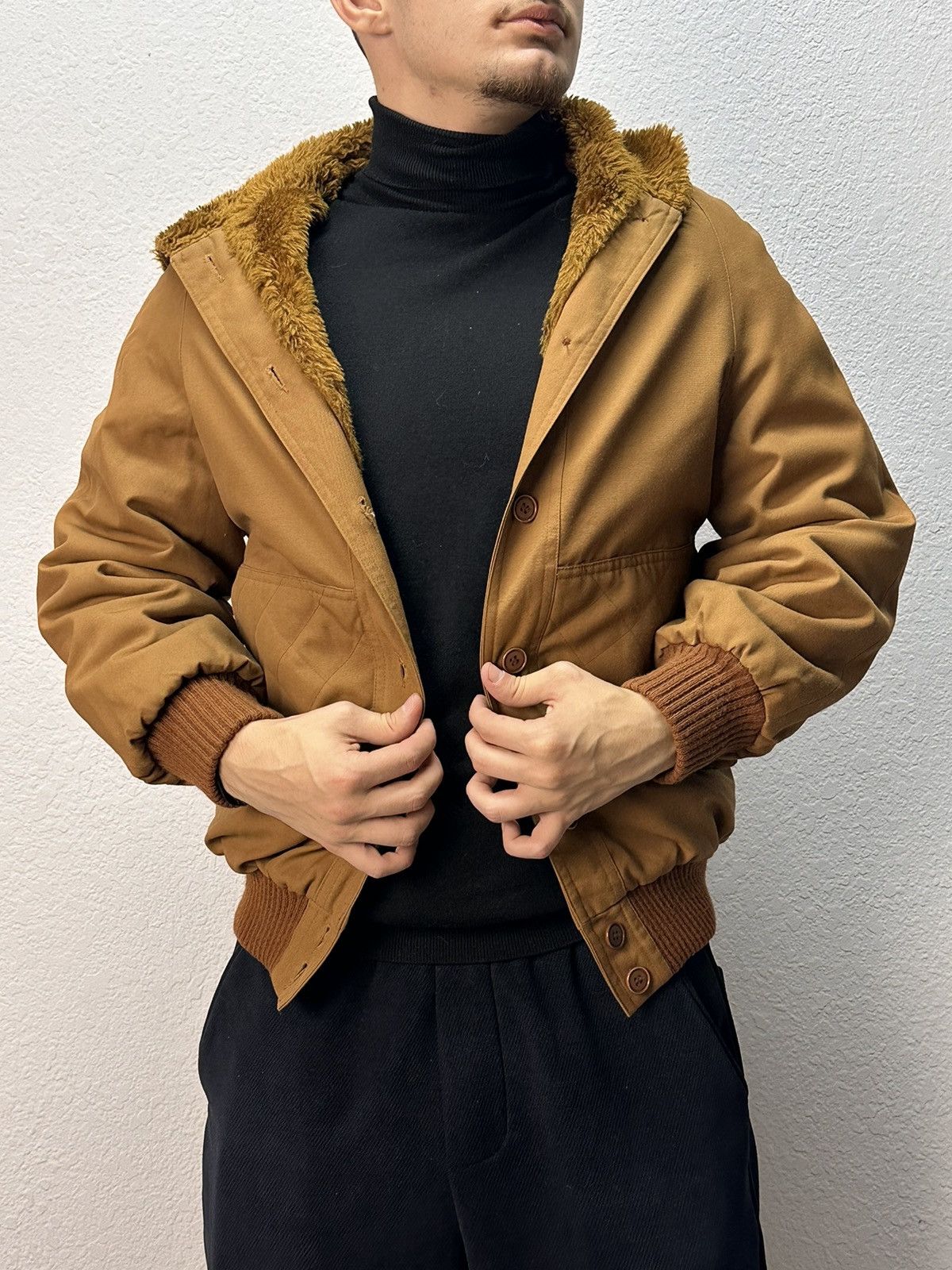 If Six Was Nine Vintage Brown Bomber Jacket Fleece Lined 90s Workwear LGB Size US M / EU 48-50 / 2 - 13 Thumbnail